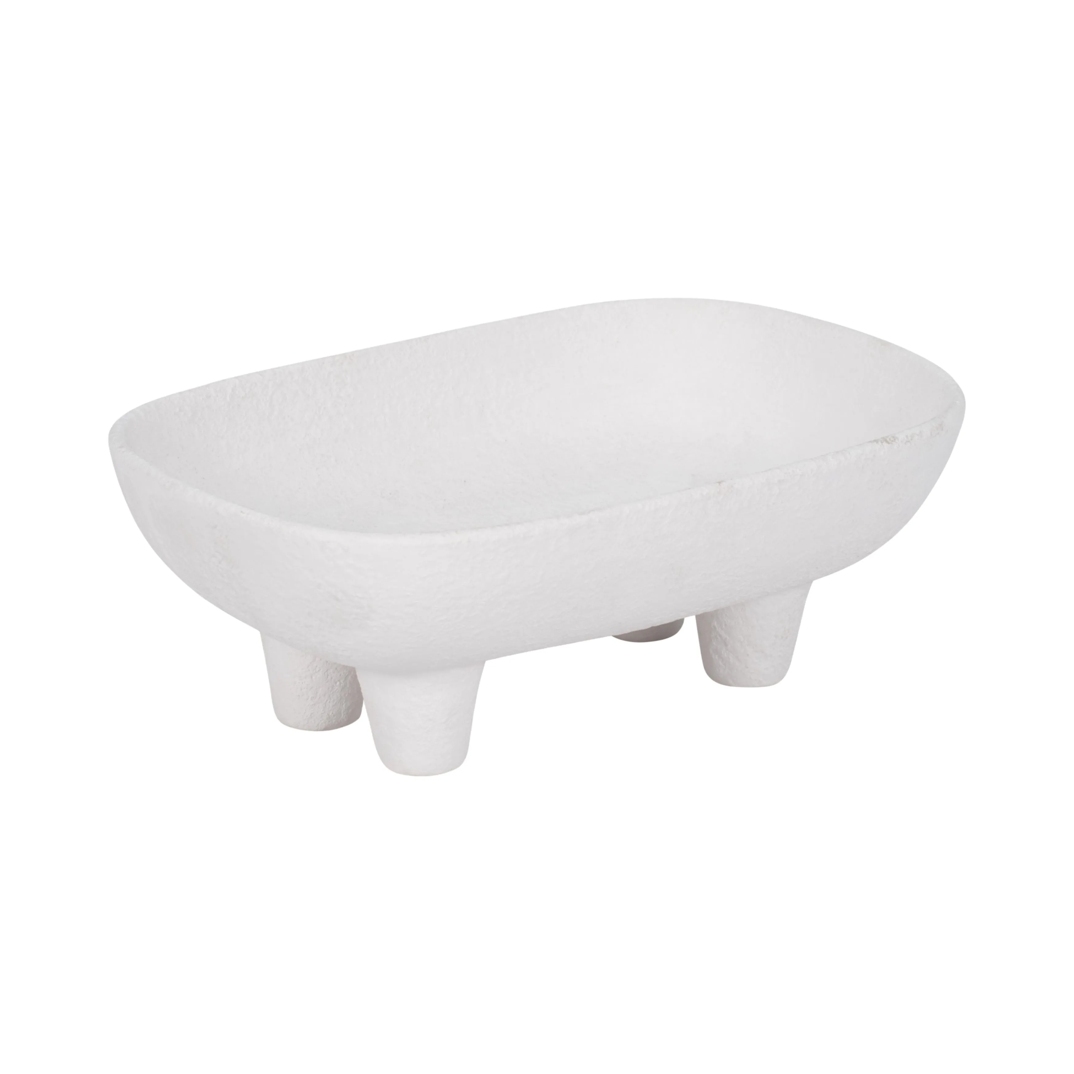 10" Footed Rounded Rectangle Bowl, White