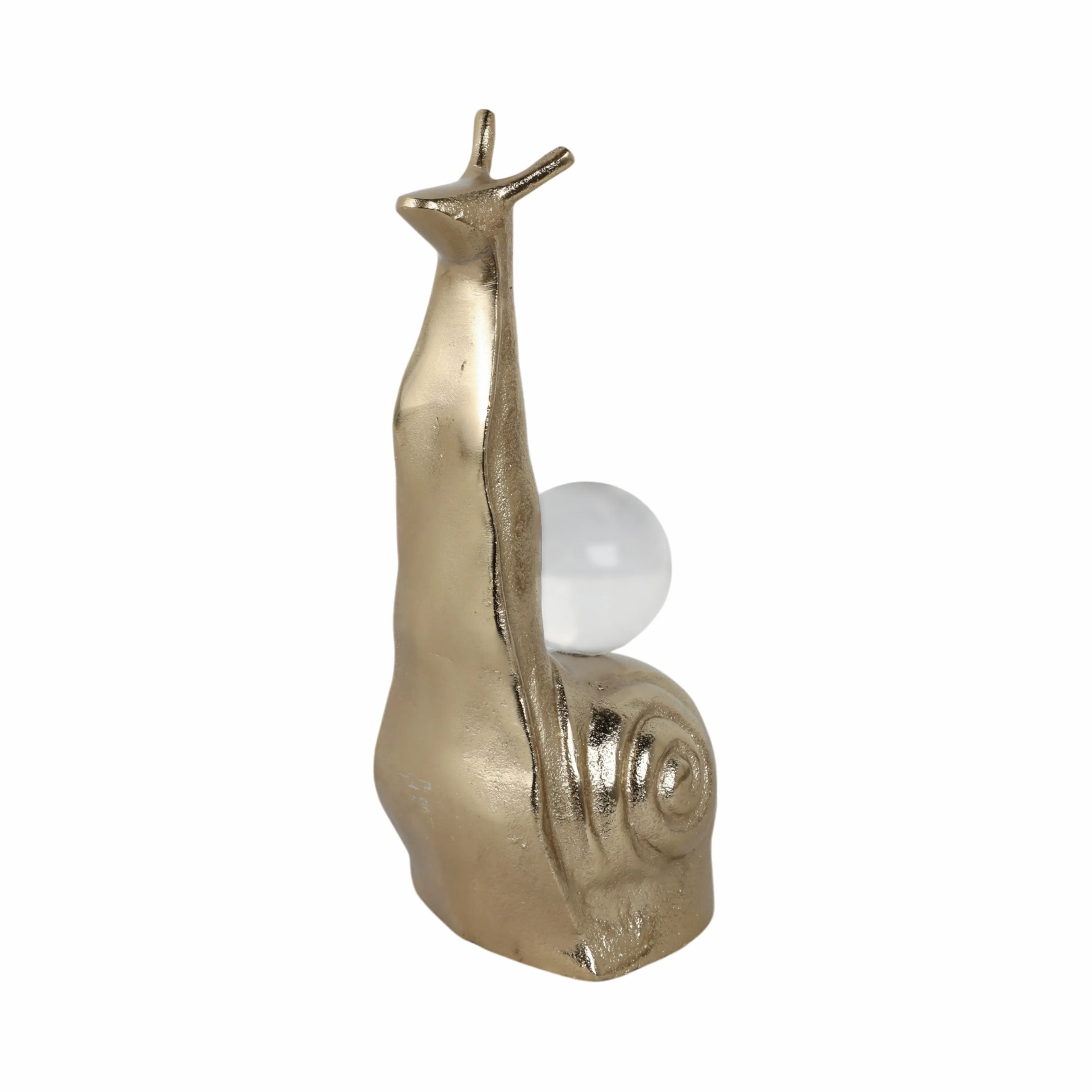 10x4" Tall Snail With Acrylic Ball, Gold
