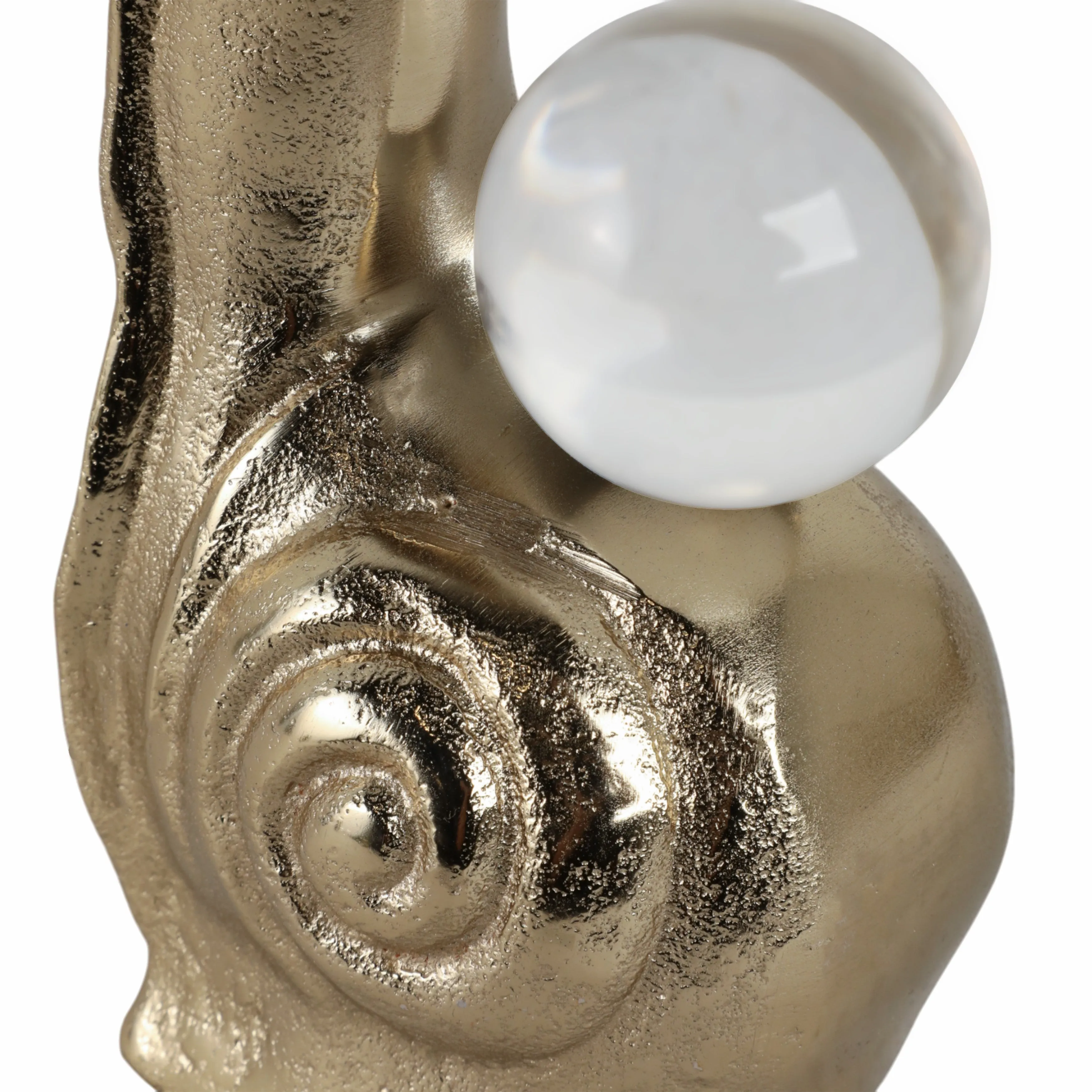 10x4" Tall Snail With Acrylic Ball, Gold