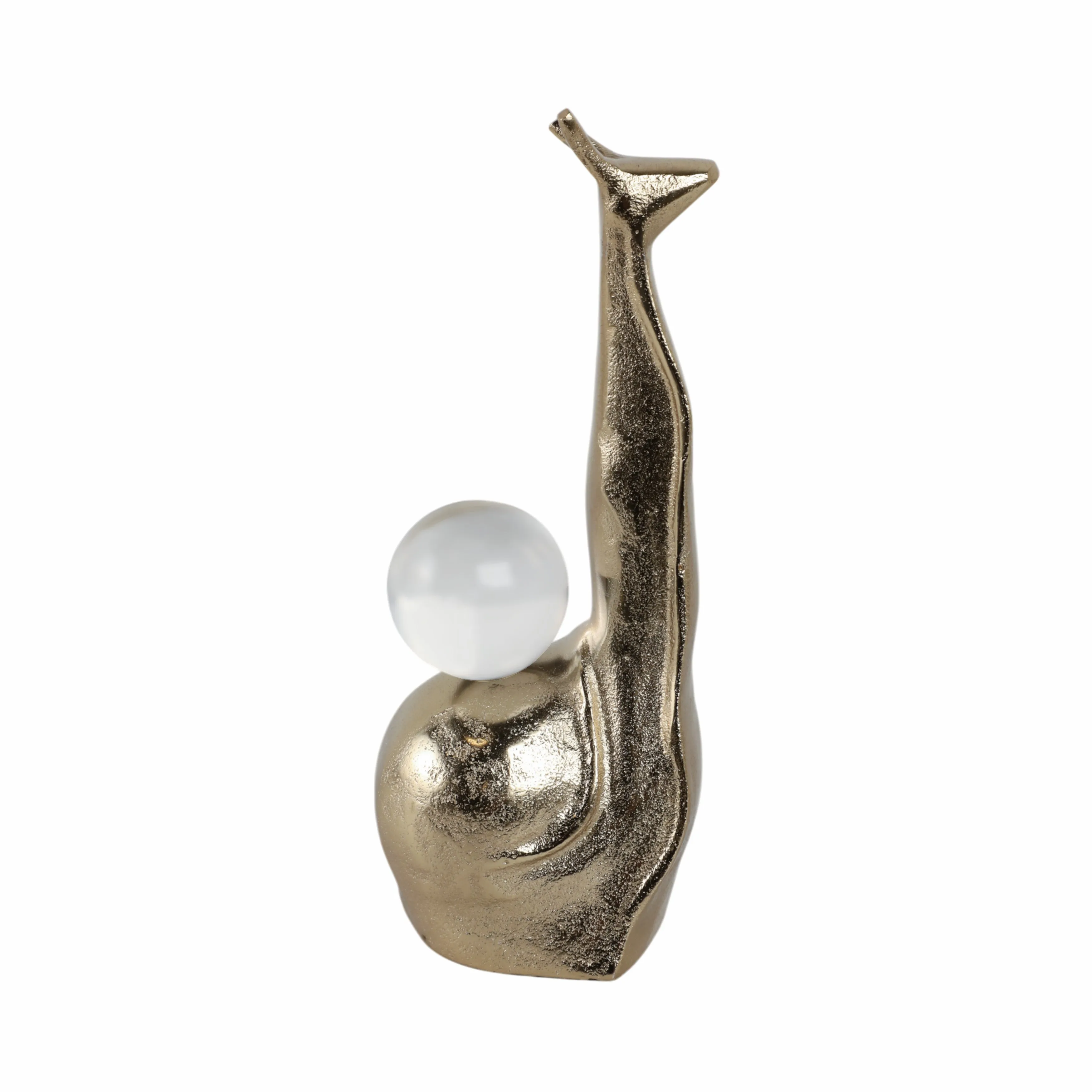 10x4" Tall Snail With Acrylic Ball, Gold