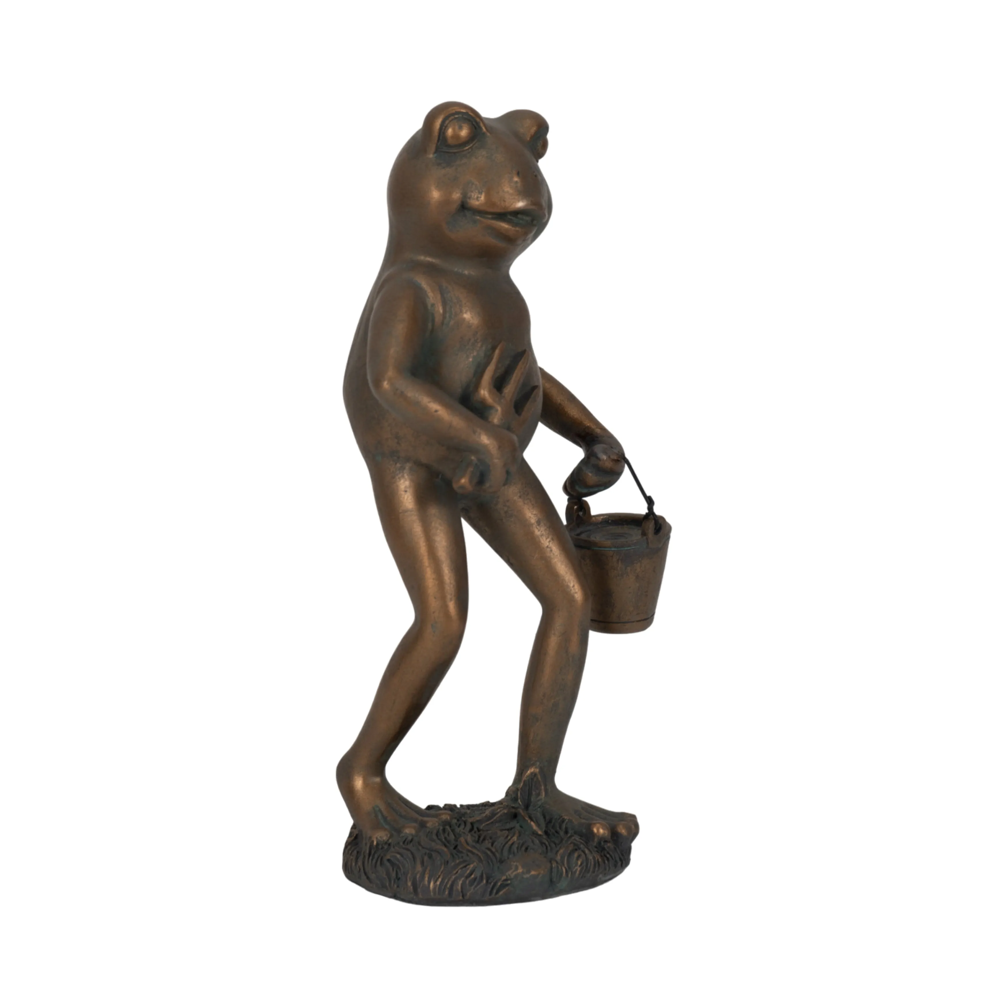 11" Gardening Frog, Bronze