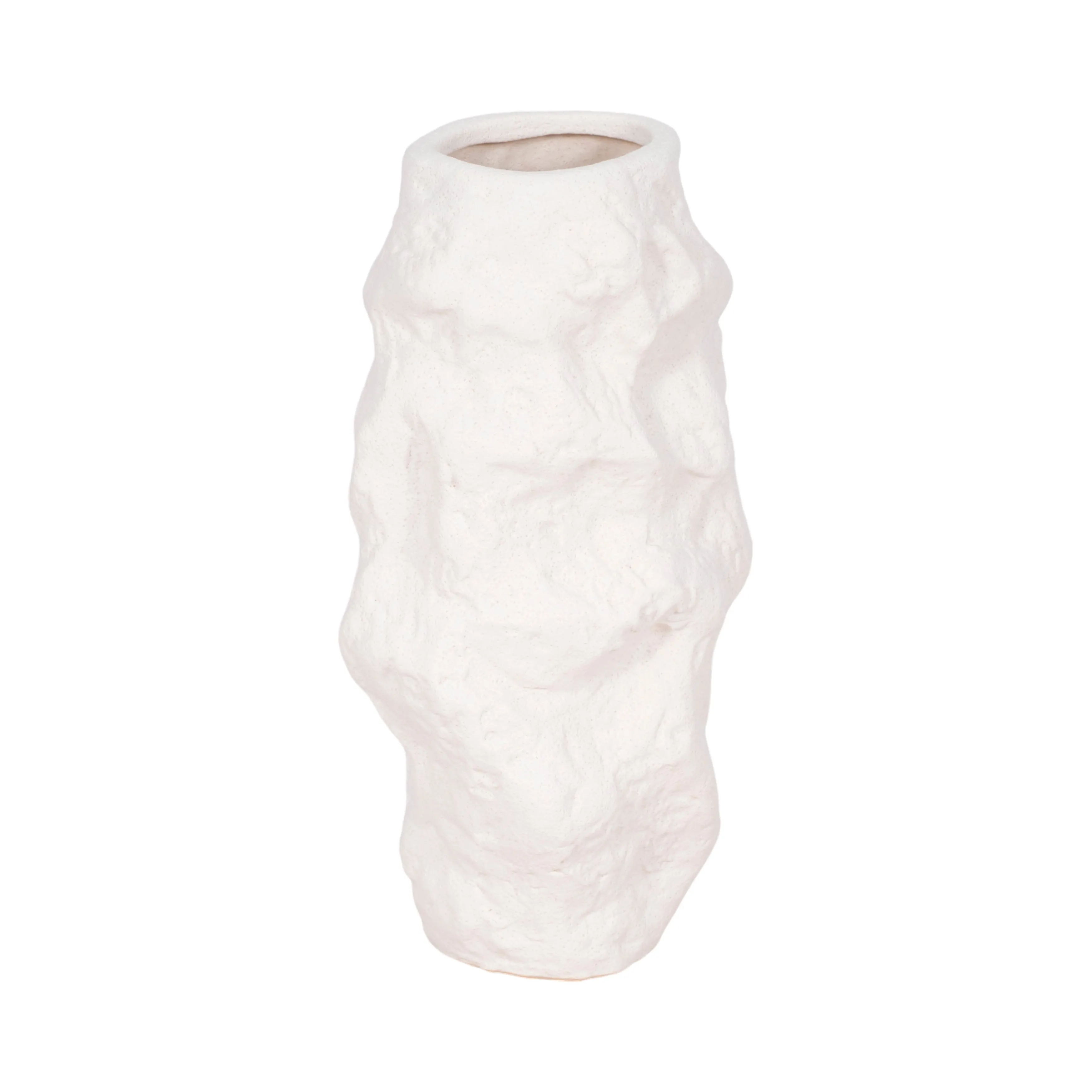 11" Jagged Textured Vase, White
