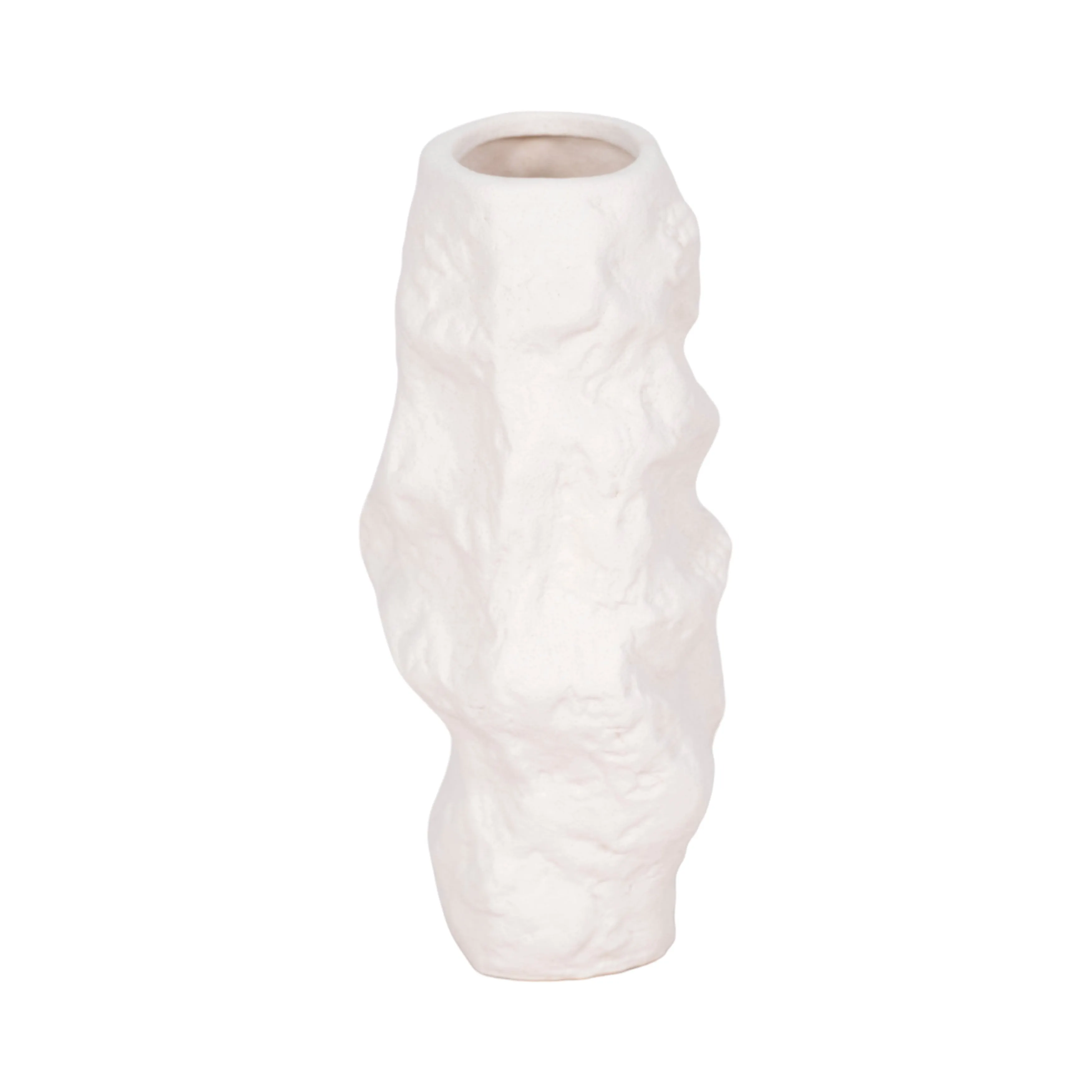 11" Jagged Textured Vase, White