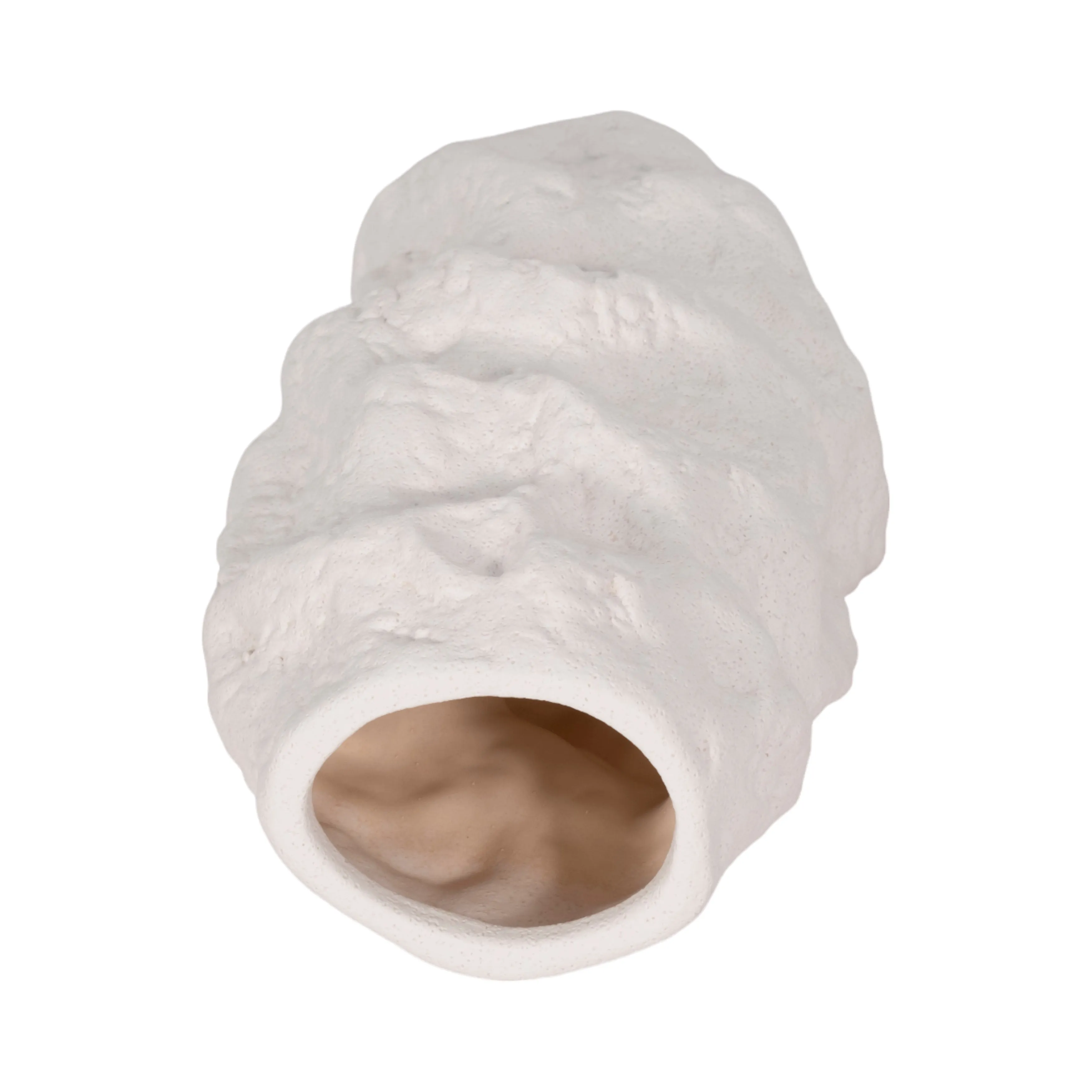 11" Jagged Textured Vase, White