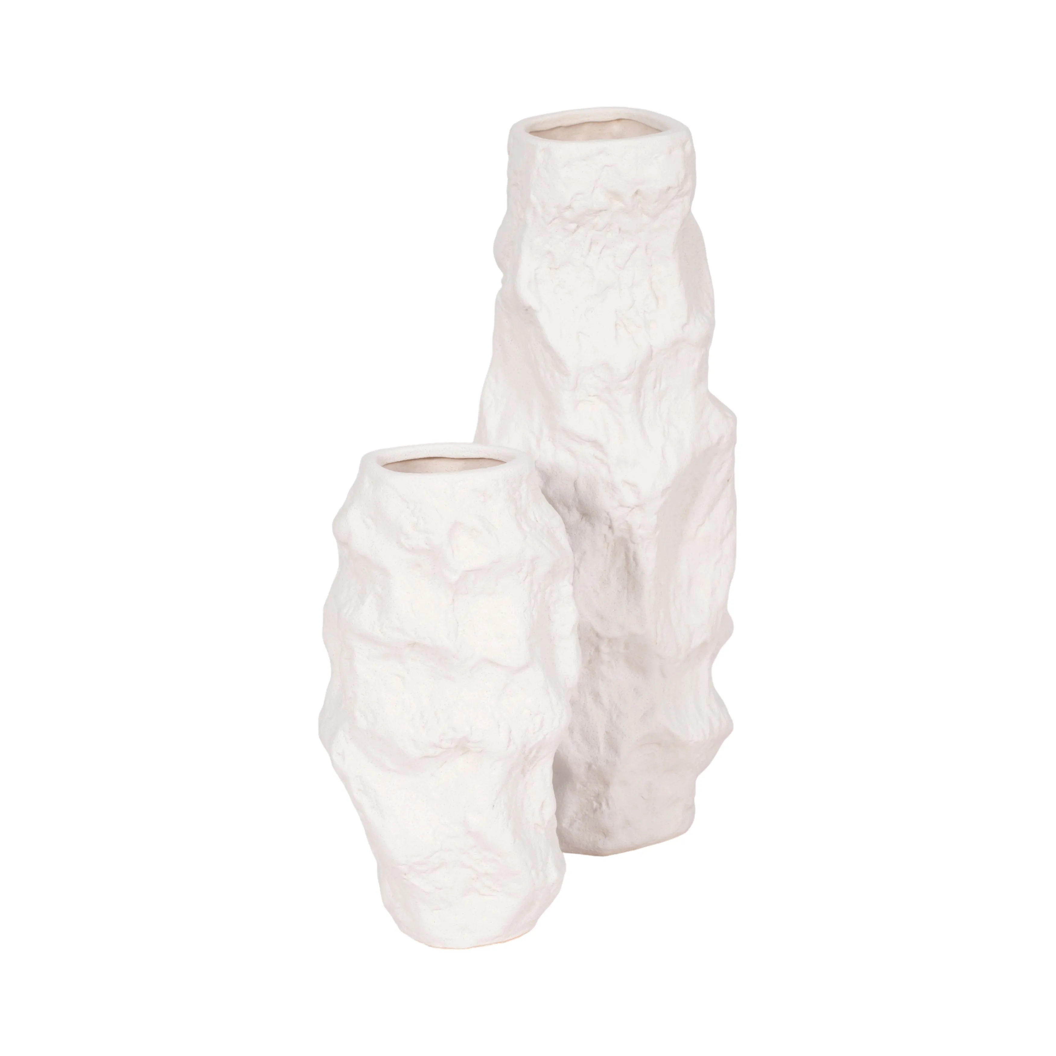 11" Jagged Textured Vase, White