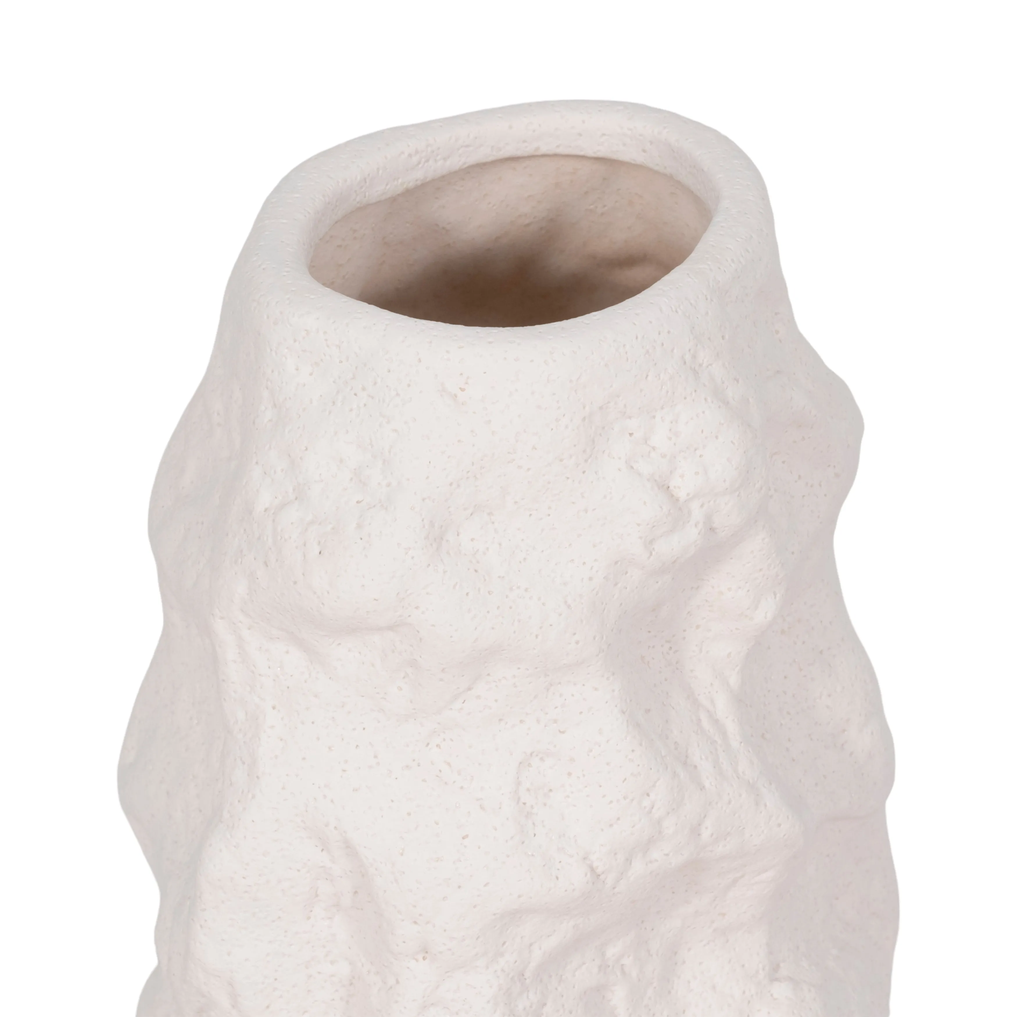 11" Jagged Textured Vase, White