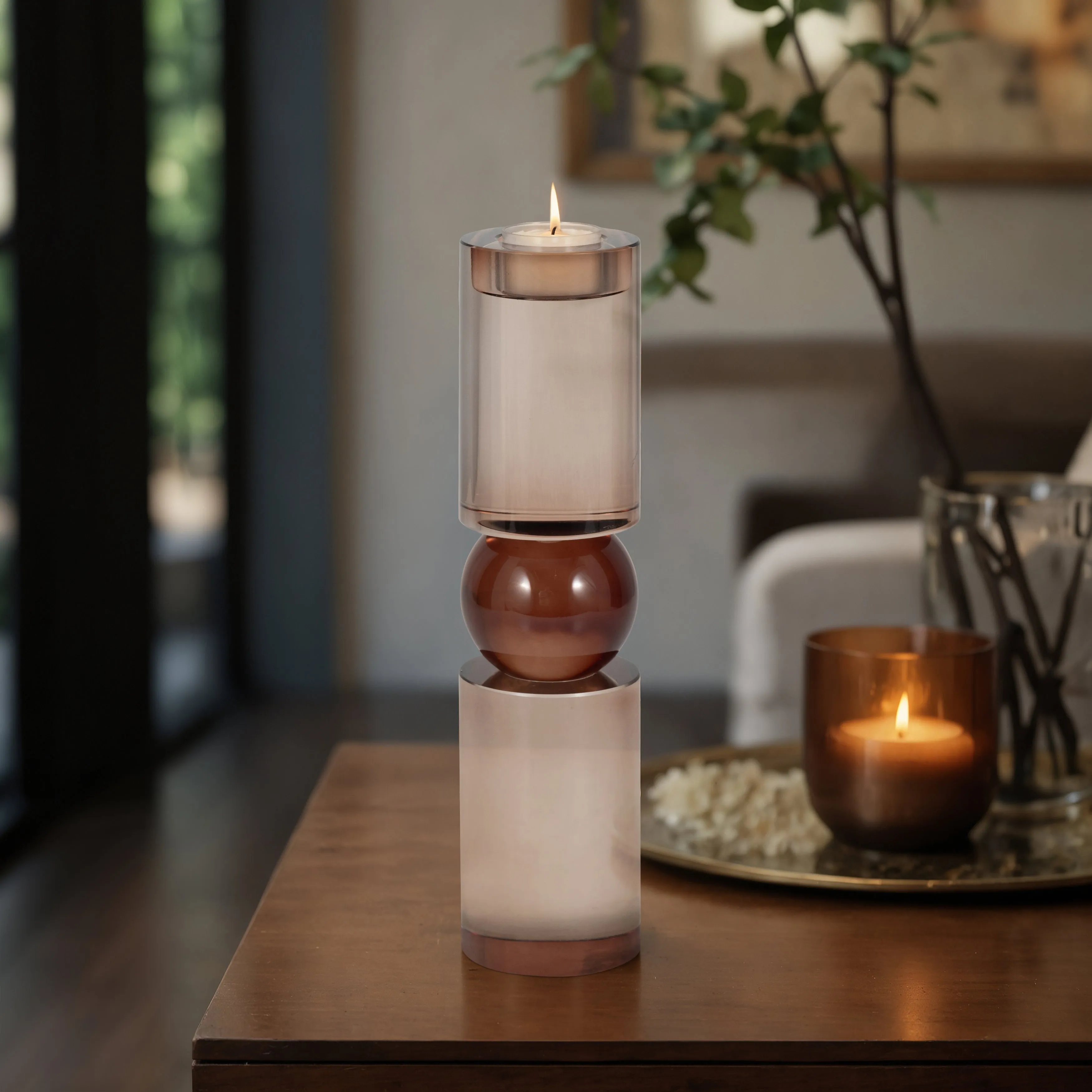 11" MARLA SMALL BRONZE CRYSTAL CANDLESTICK