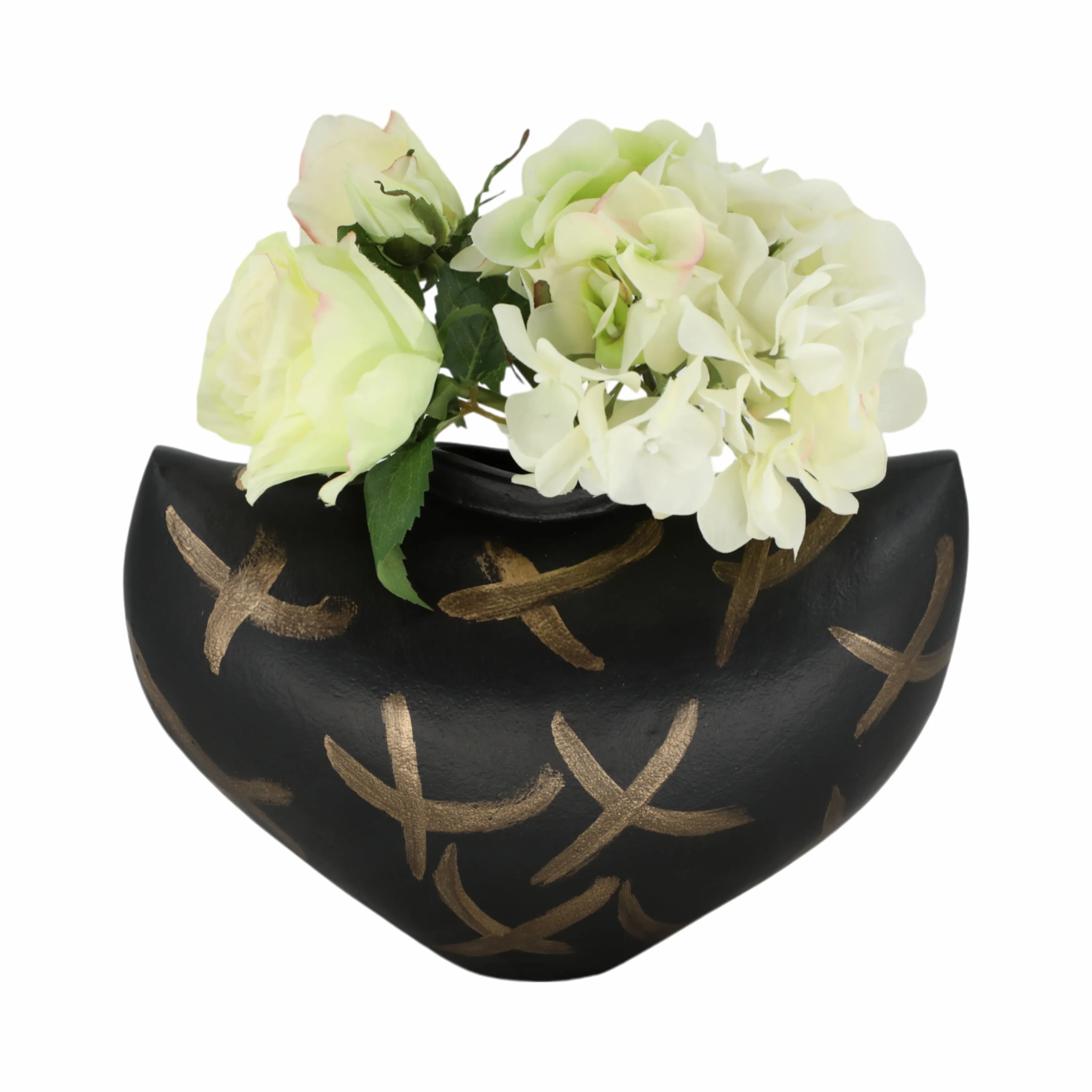11" Ponce Tribal Black & Gold Vase