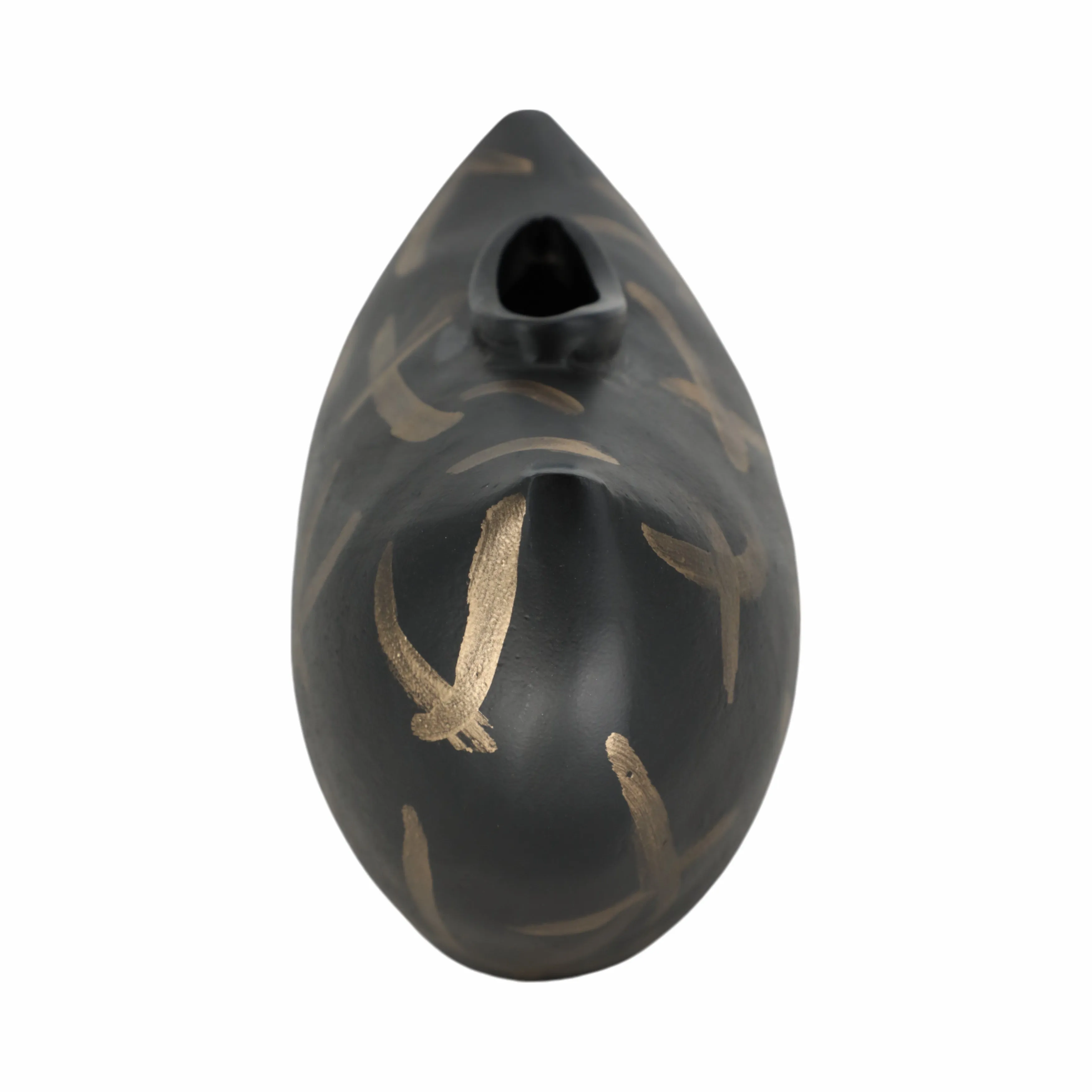 11" Ponce Tribal Black & Gold Vase