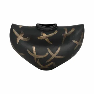 11" Ponce Tribal Black & Gold Vase