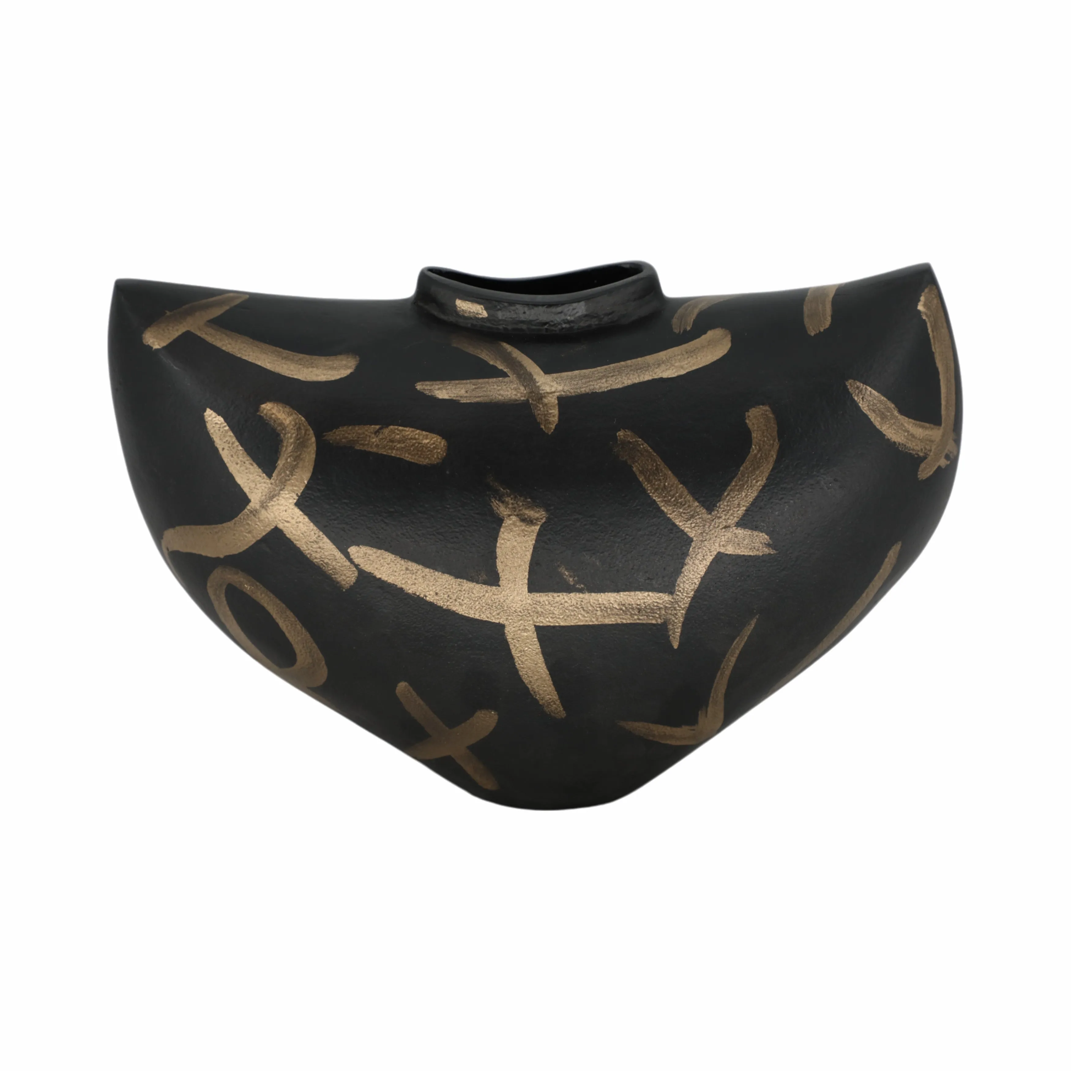 11" Ponce Tribal Black & Gold Vase
