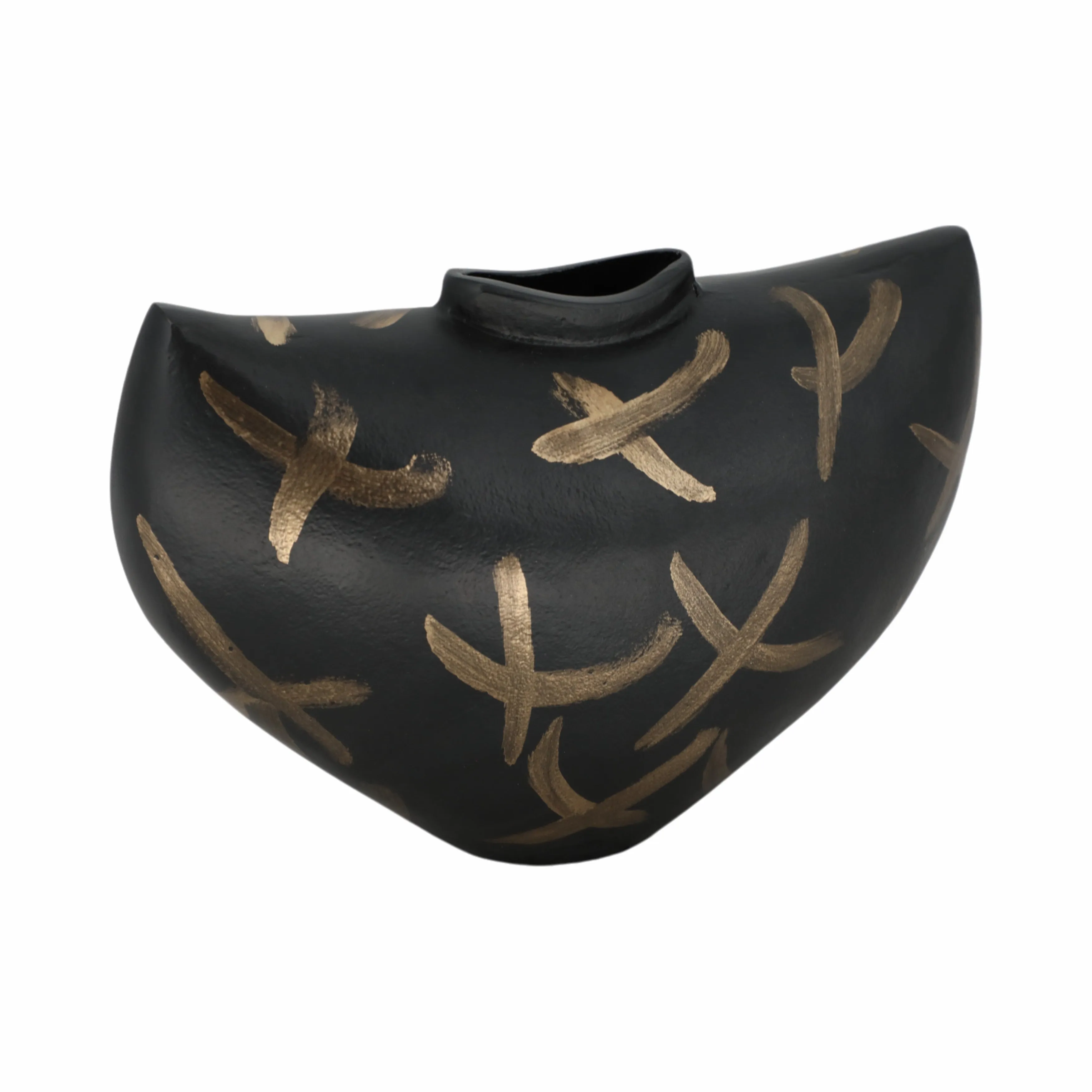 11" Ponce Tribal Black & Gold Vase