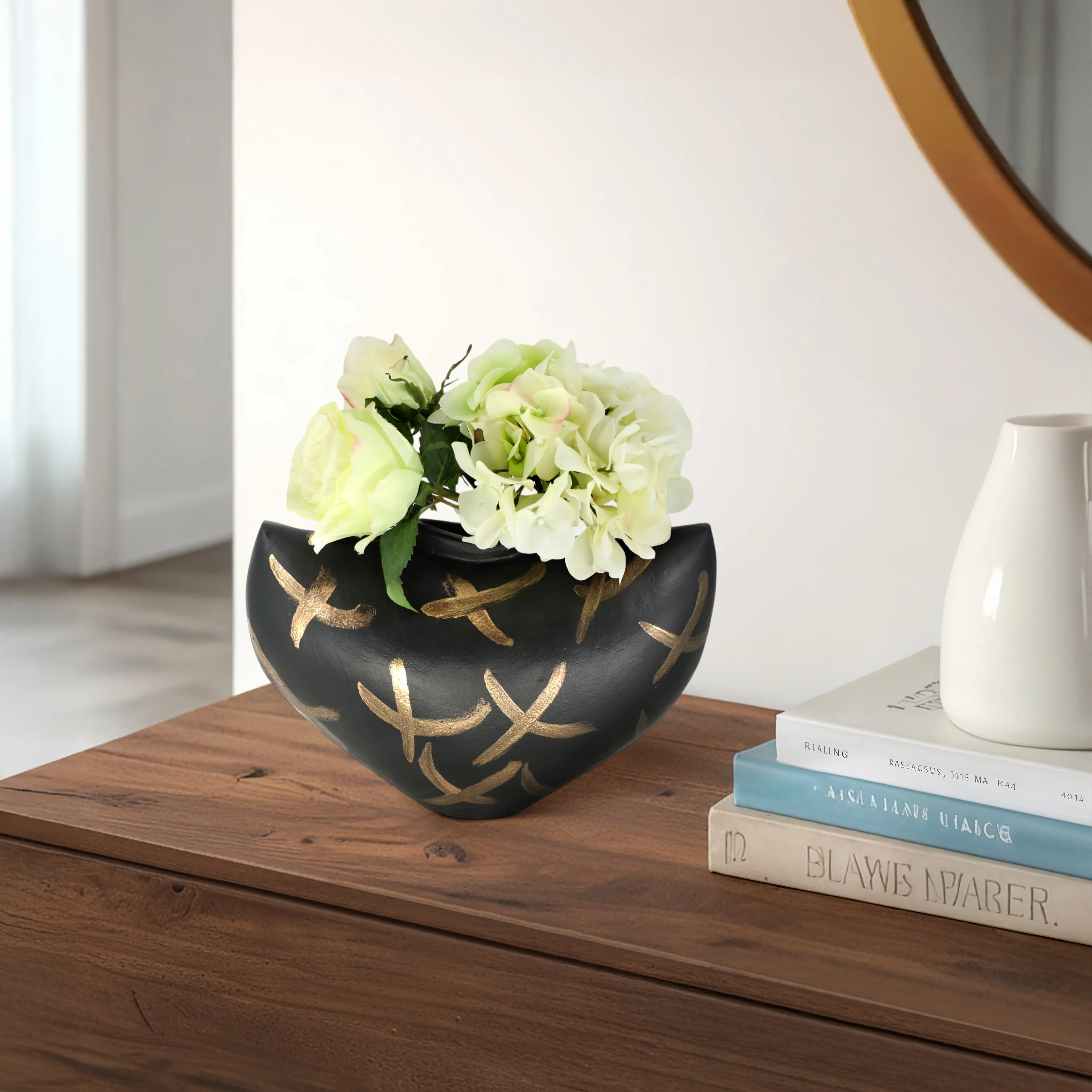 11" Ponce Tribal Black & Gold Vase