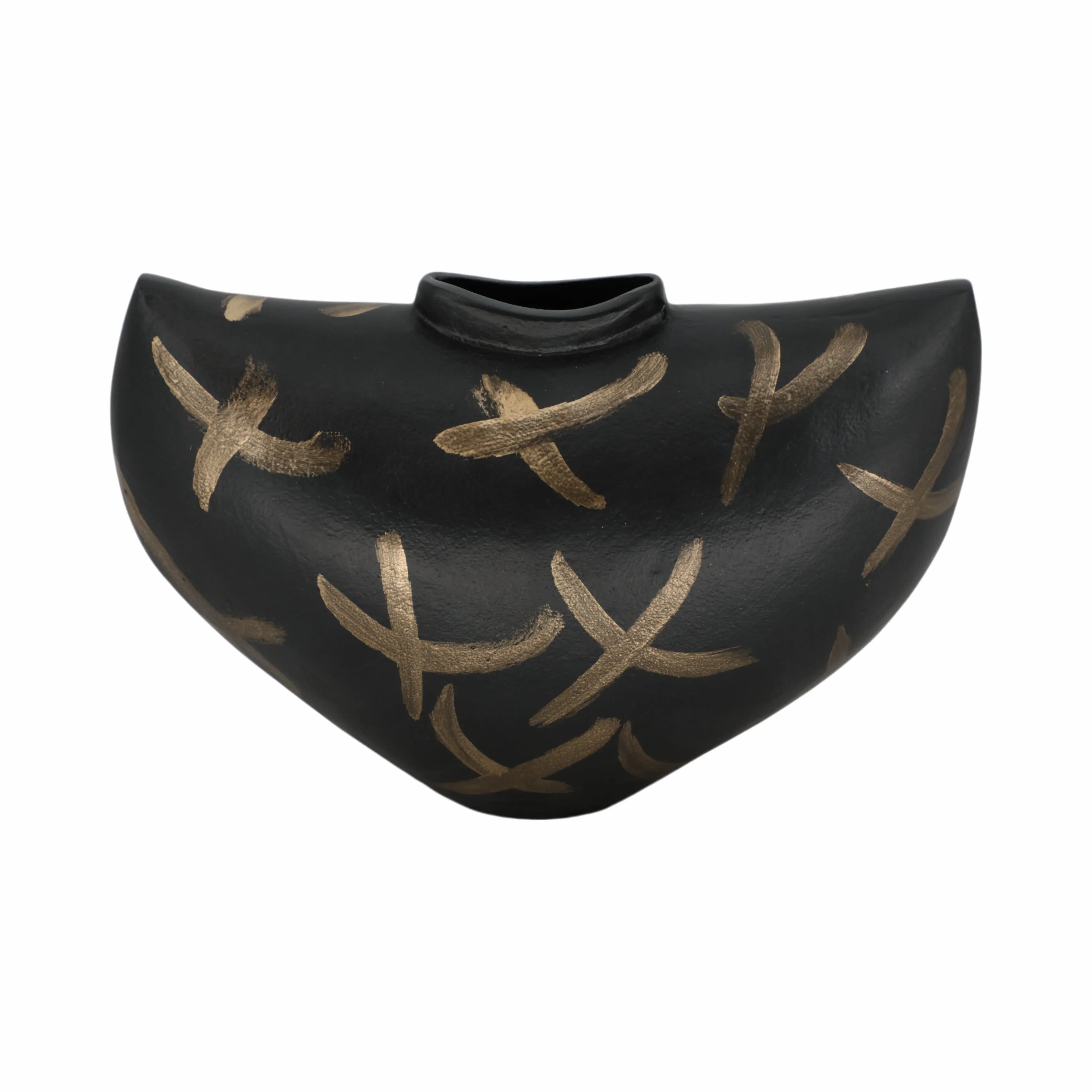 11" Ponce Tribal Black & Gold Vase