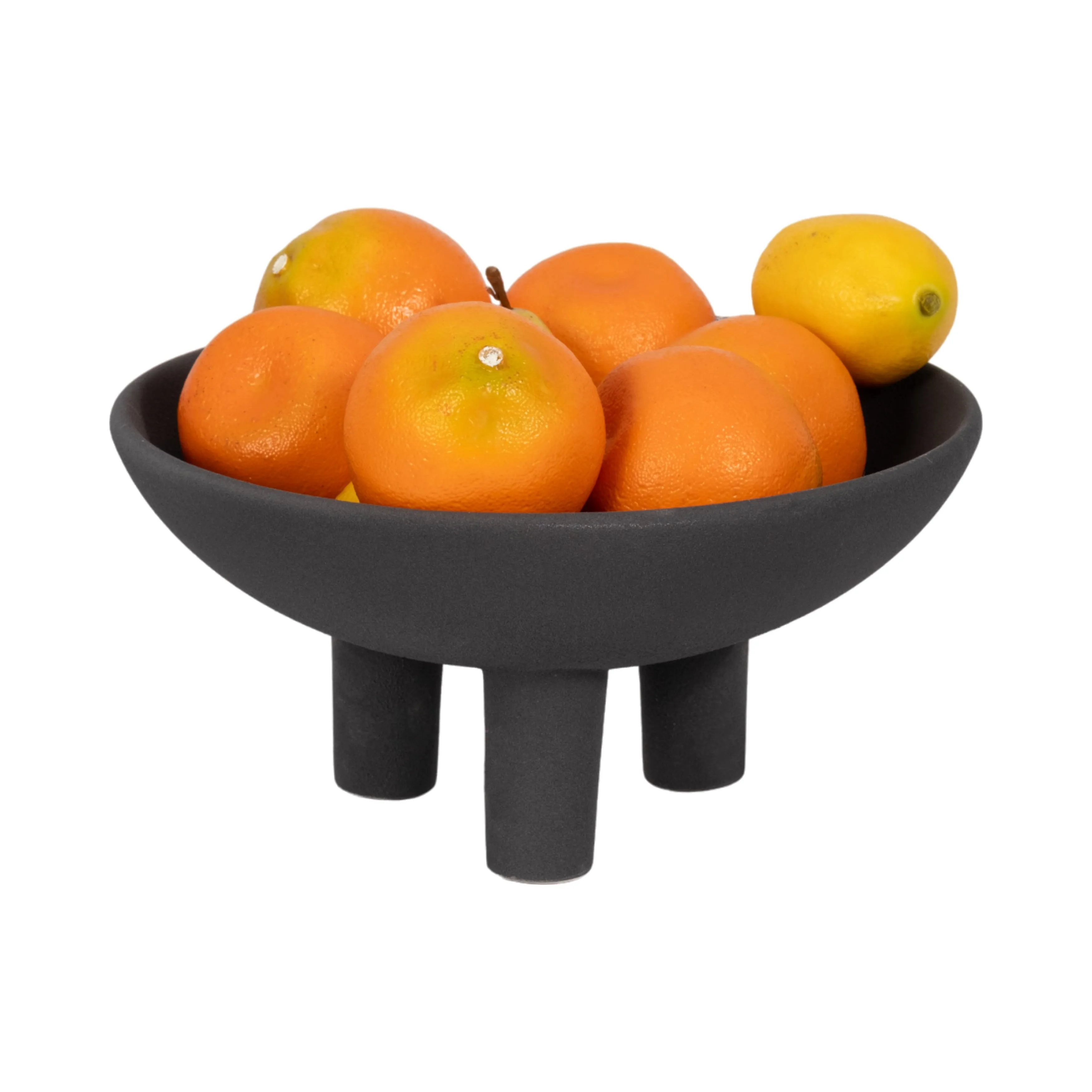 11" Textured Footed Bowl, Black