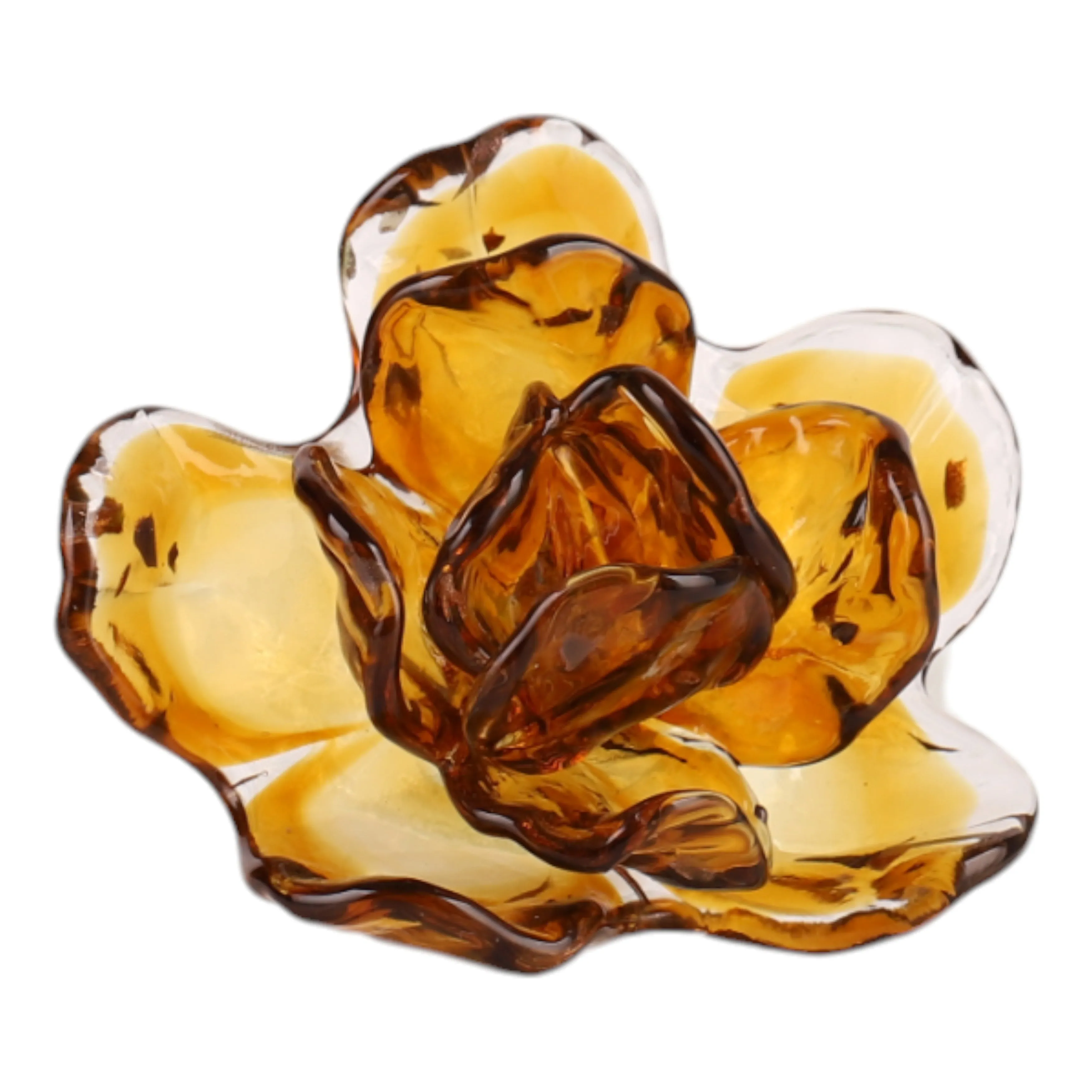 11" Whittier Amber Glass Flower