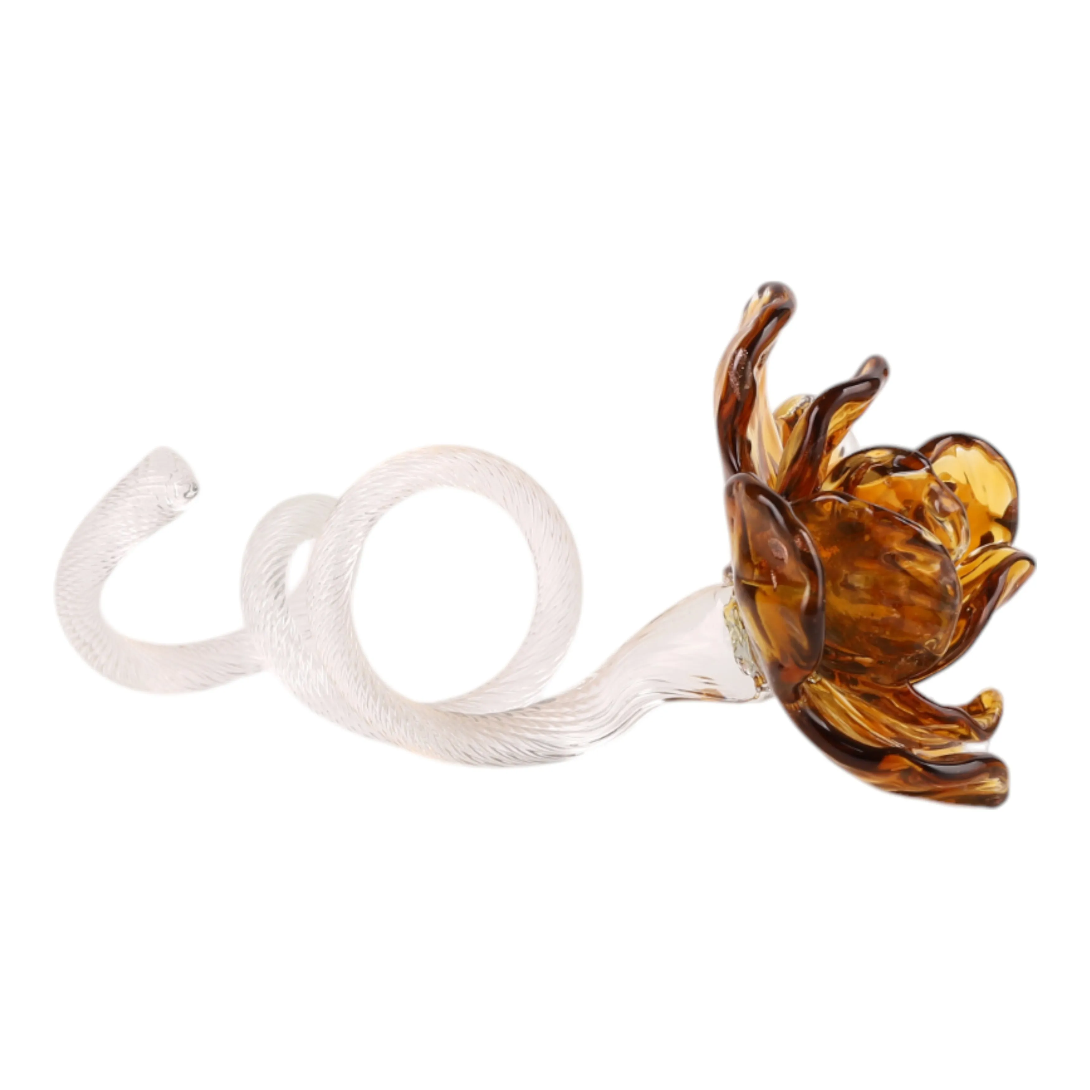 11" Whittier Amber Glass Flower