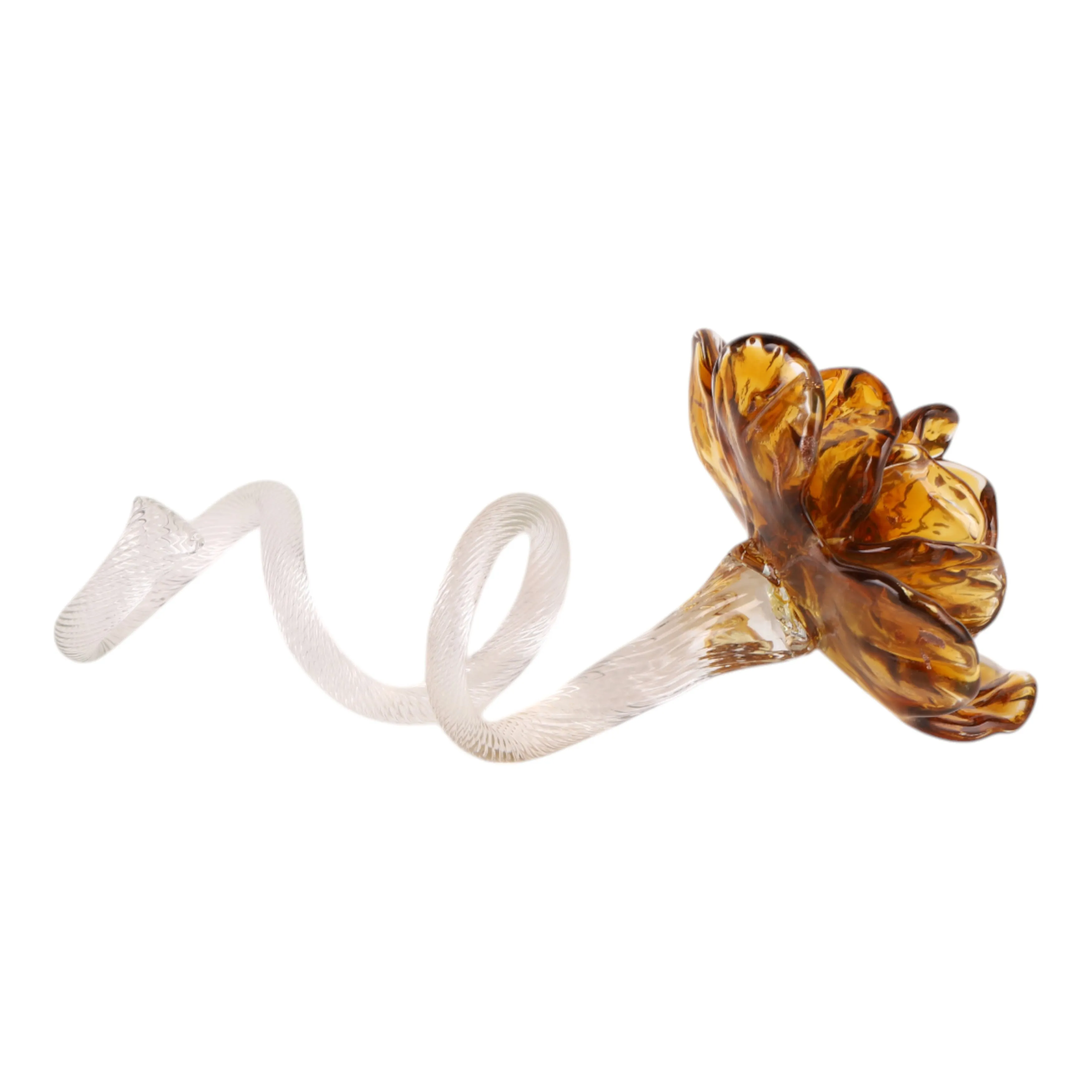 11" Whittier Amber Glass Flower