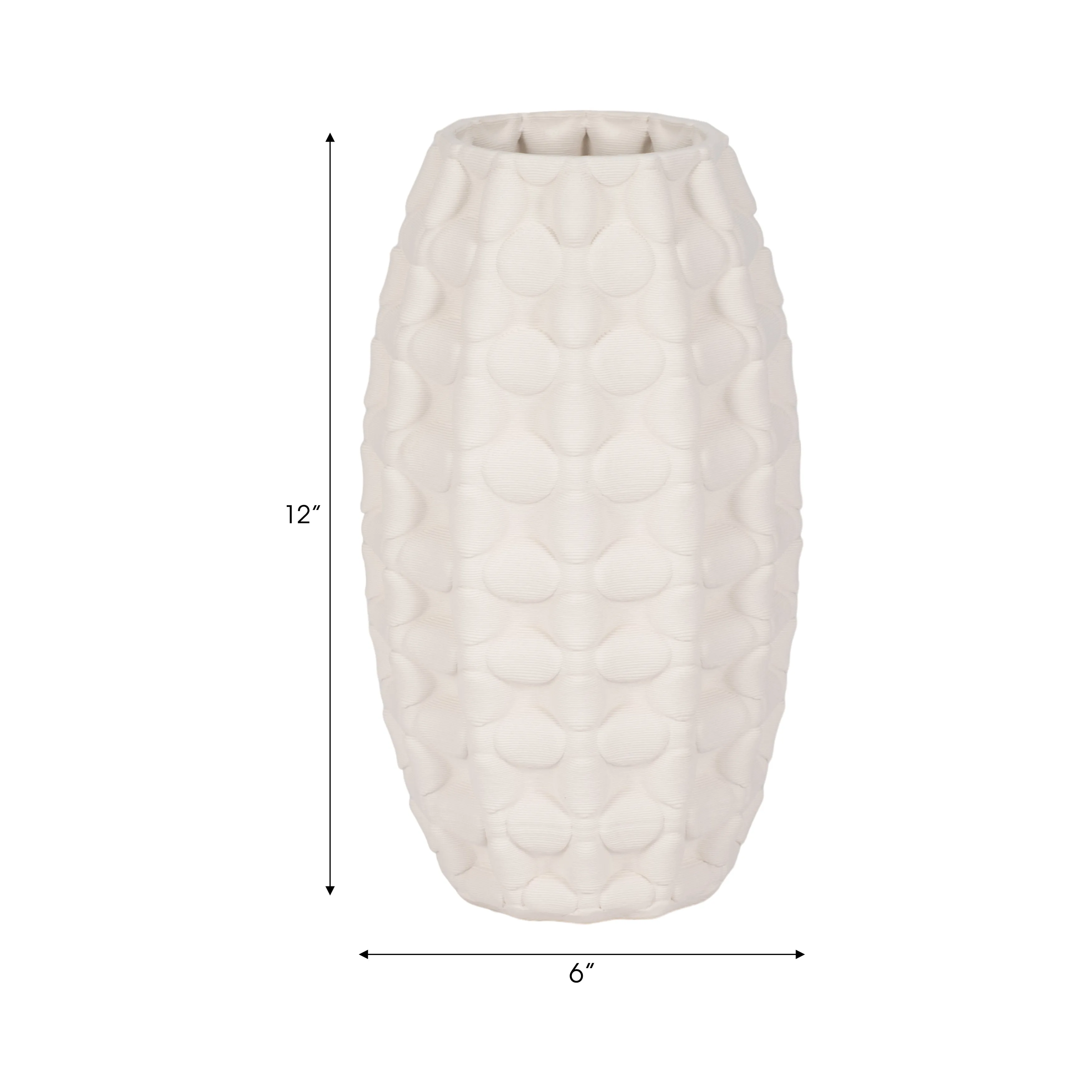 12" ALEXANDER 3D PRINTED VASE, IVORY/BEIGE