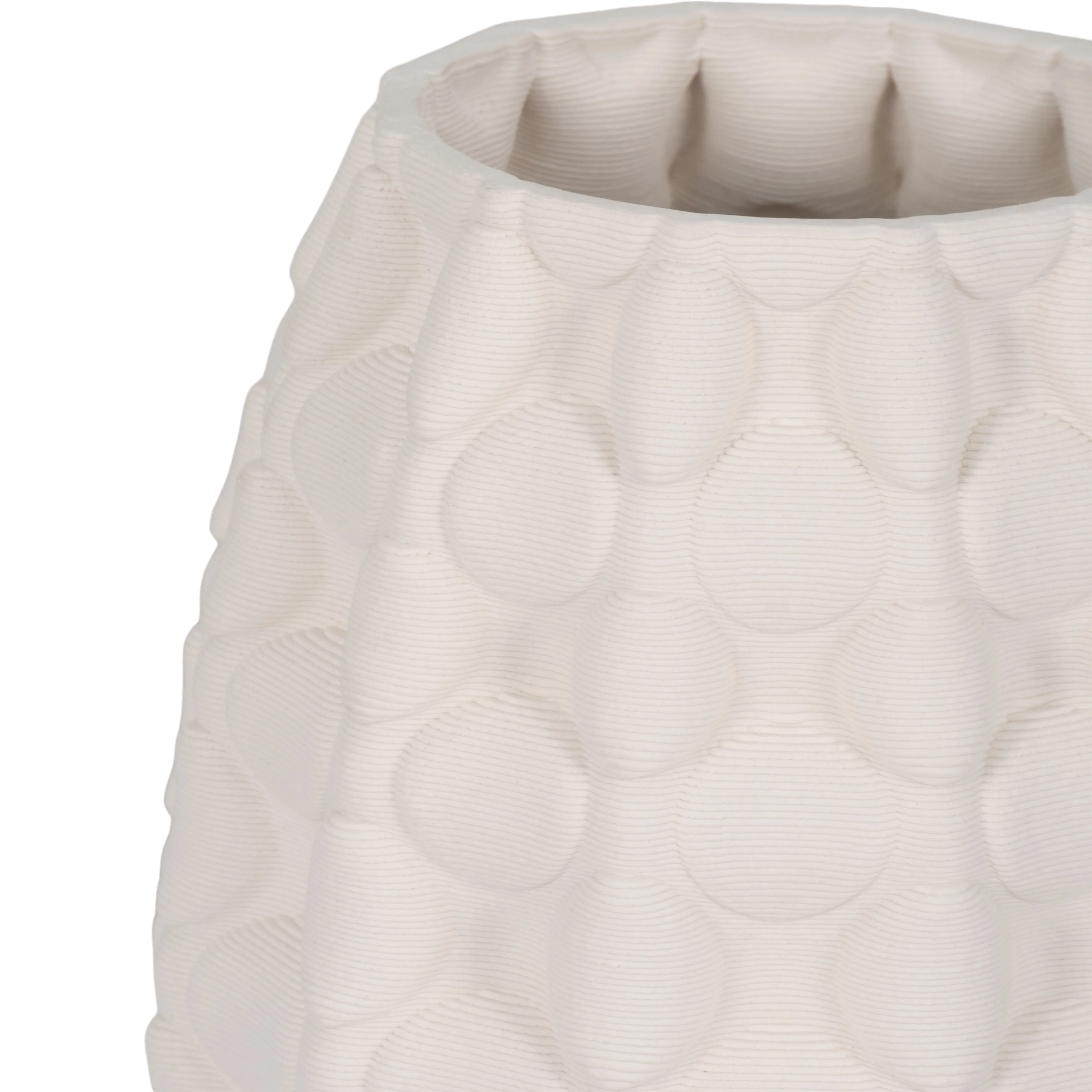 12" ALEXANDER 3D PRINTED VASE, IVORY/BEIGE
