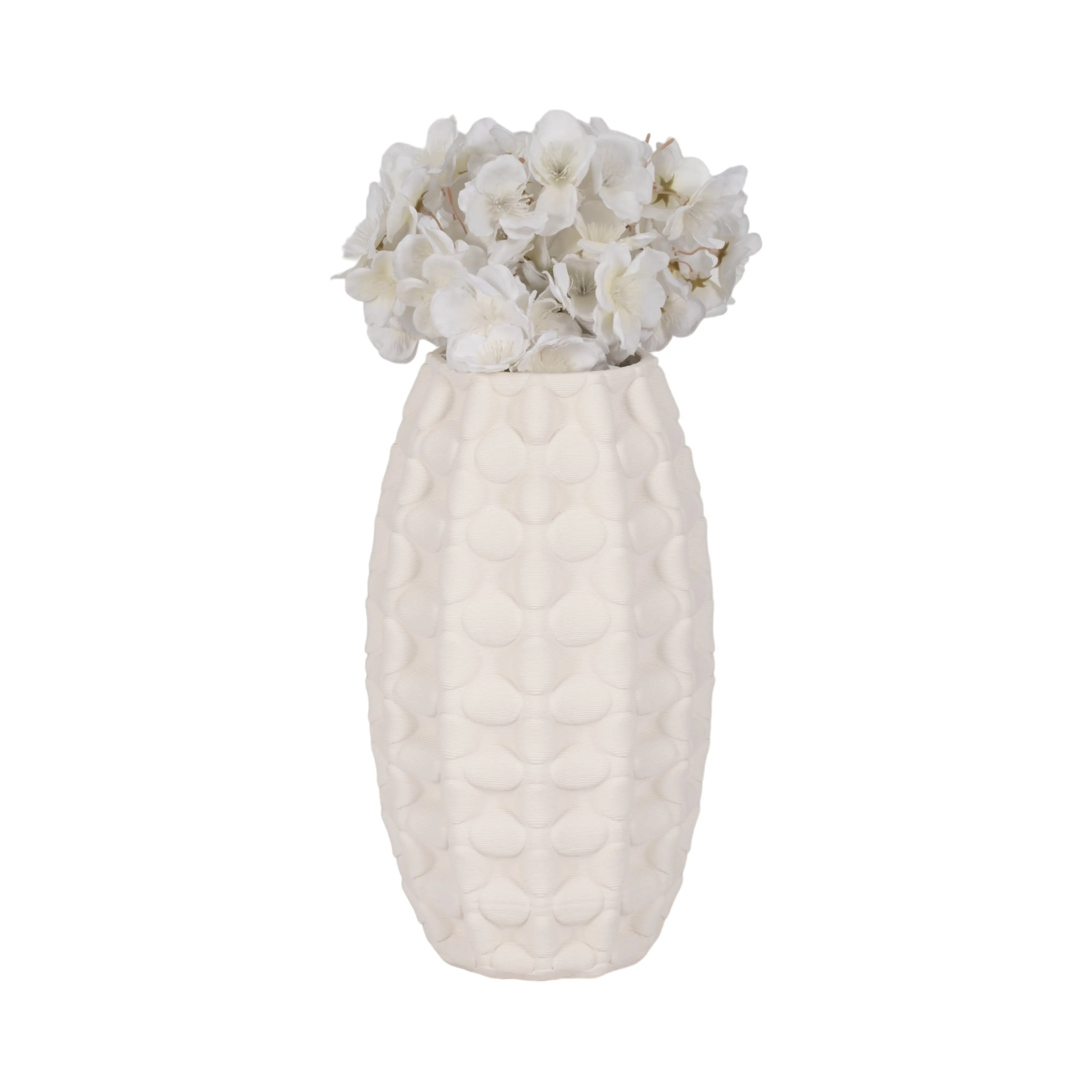 12" ALEXANDER 3D PRINTED VASE, IVORY/BEIGE