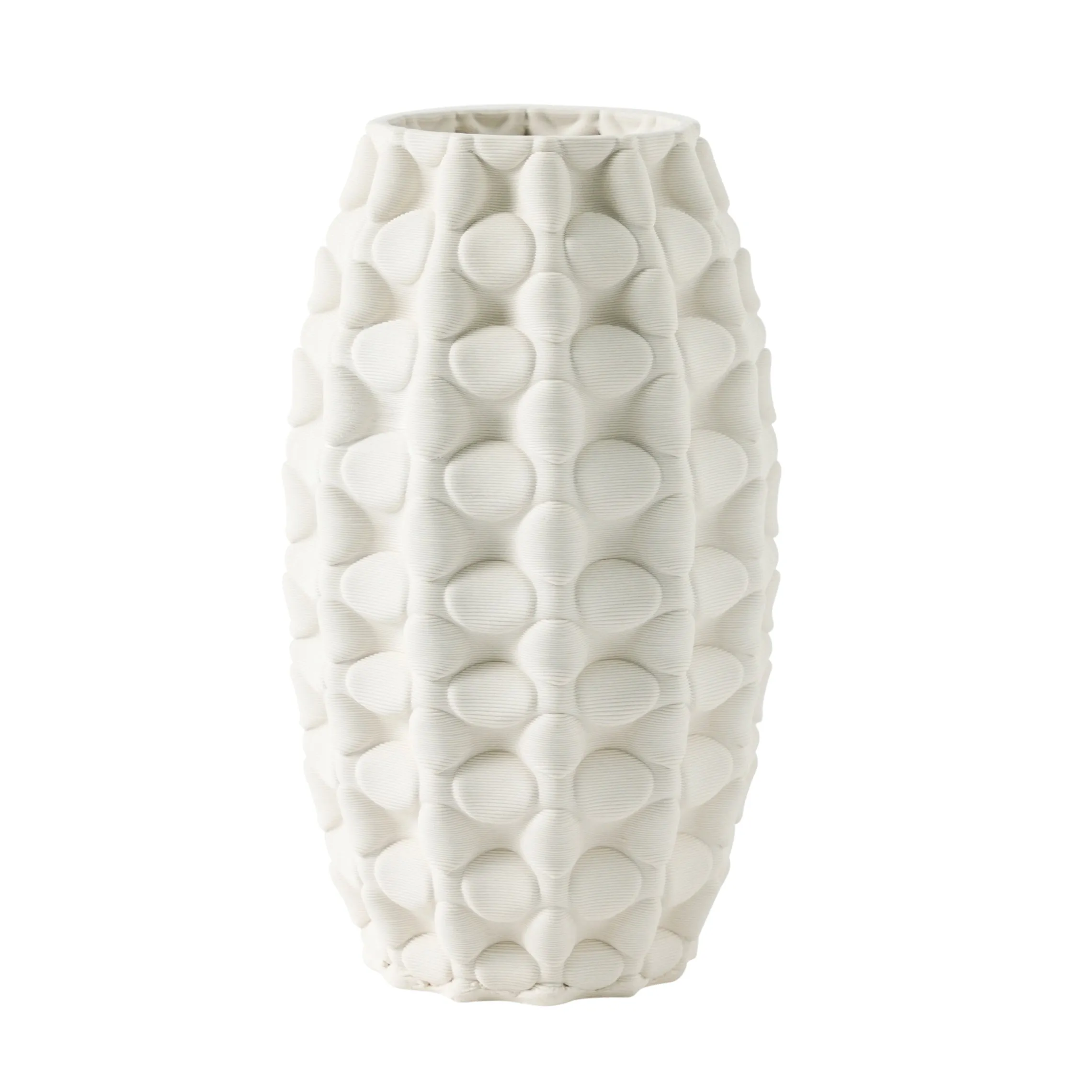 12" ALEXANDER 3D PRINTED VASE, IVORY/BEIGE