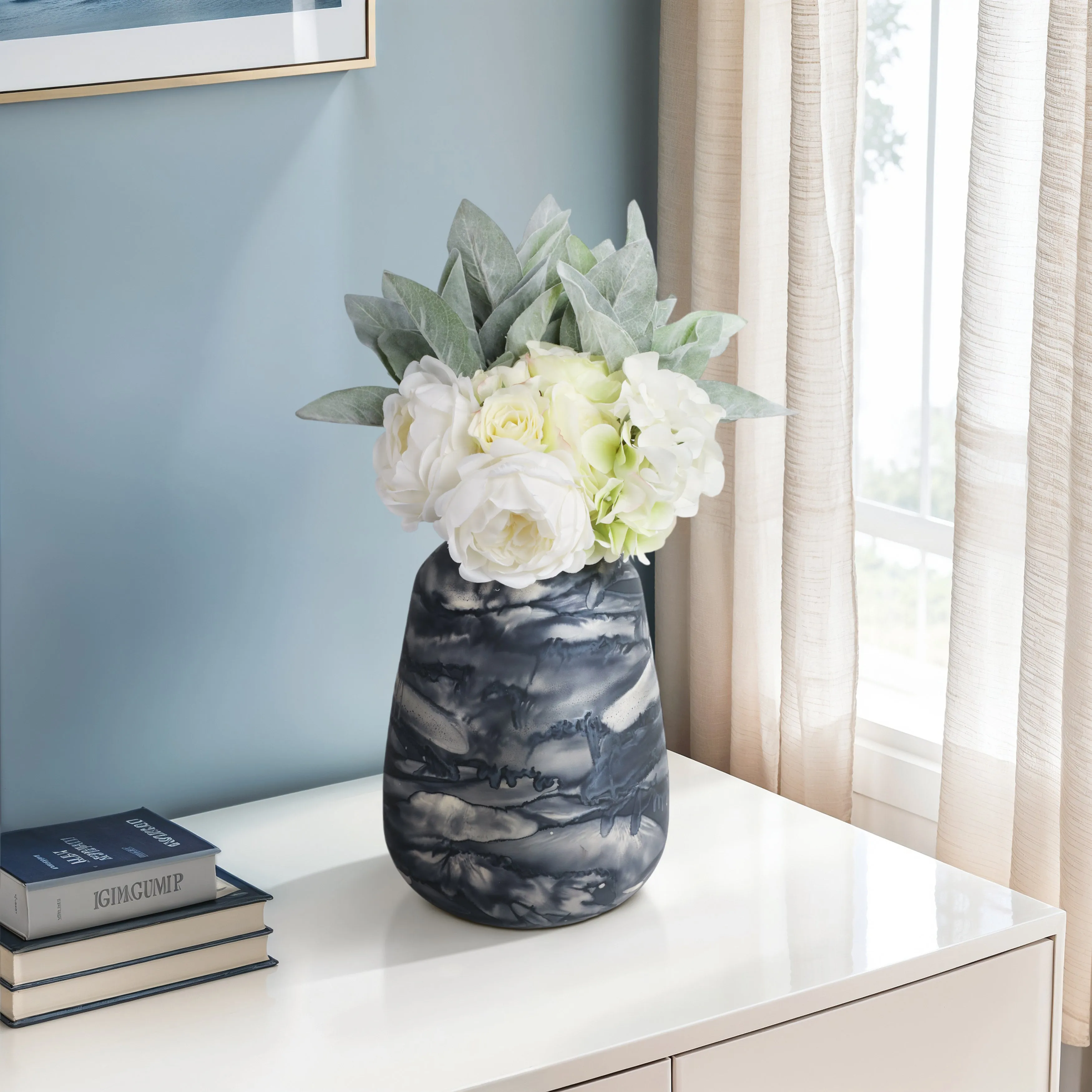 12" Annecy Medium Blue Glass Vase