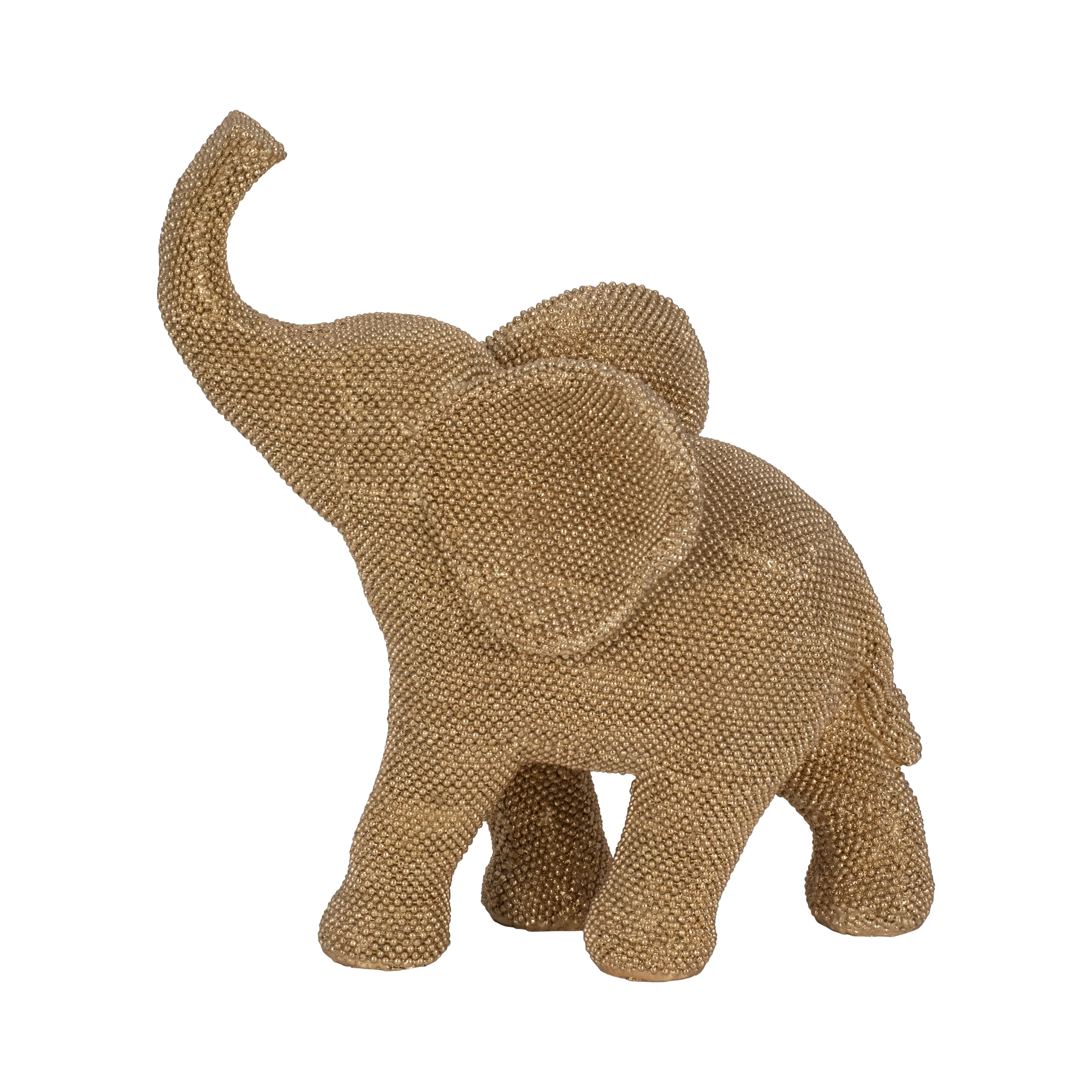 12" Beaded Elephant, Gold