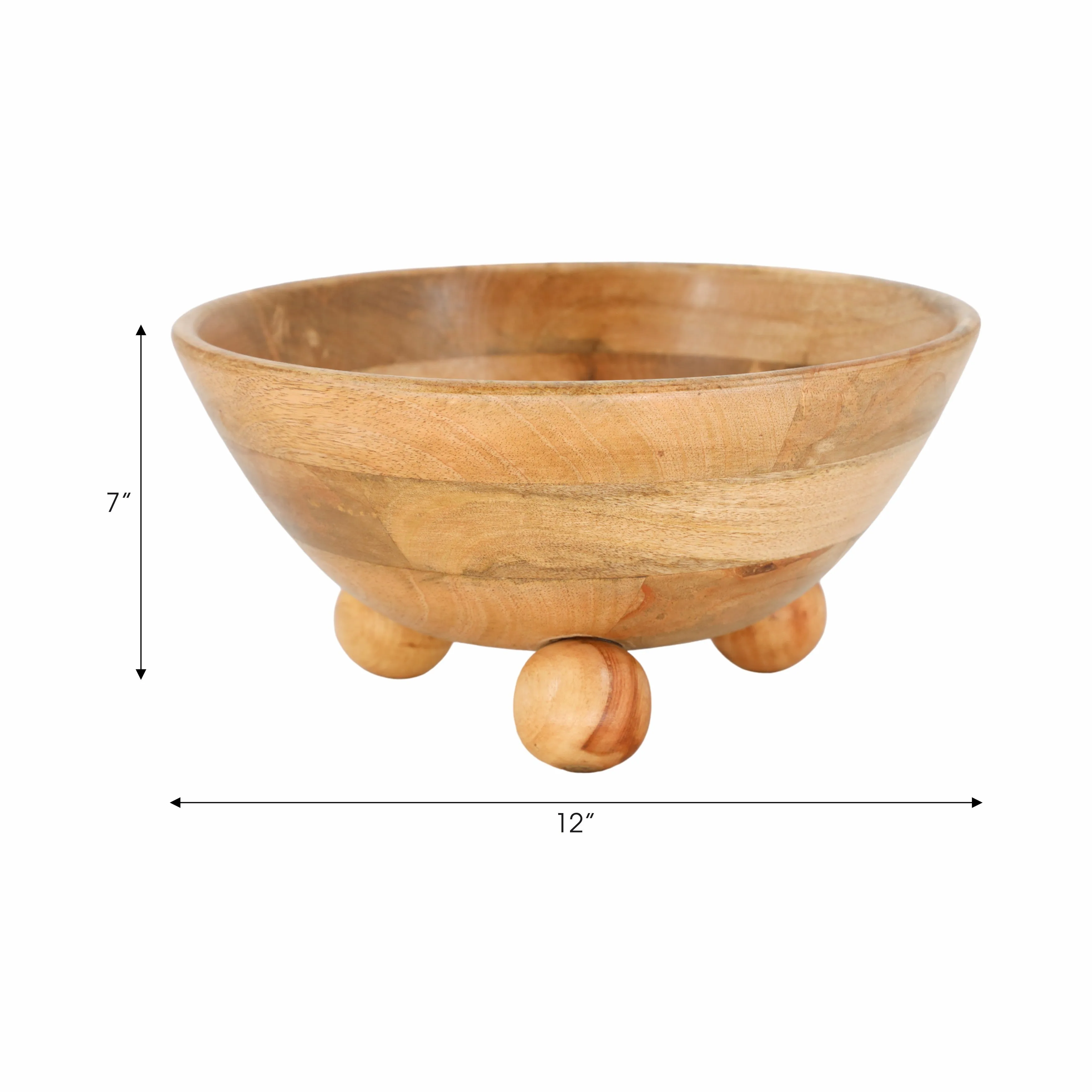 12" Bowl With Ball Feet, Nat