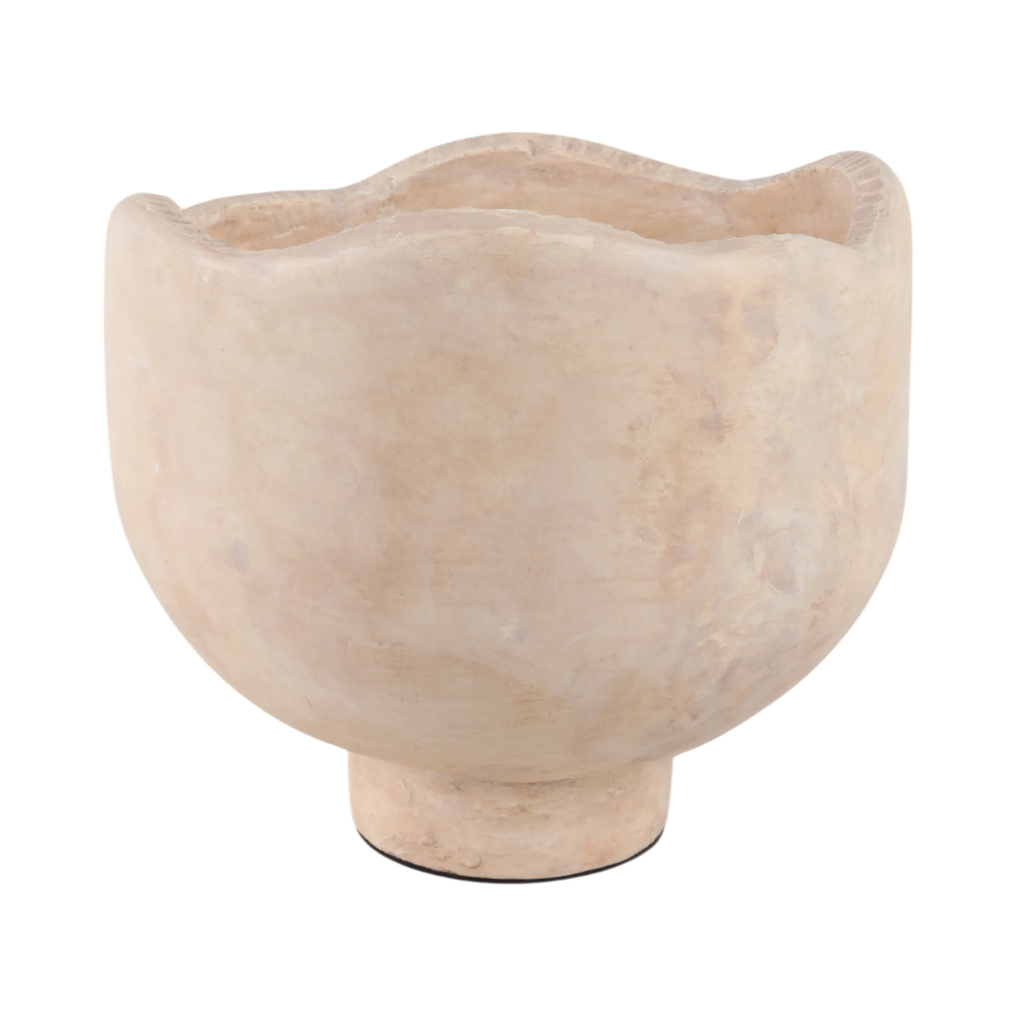 12" Cement Rounded Bowl, Ivory