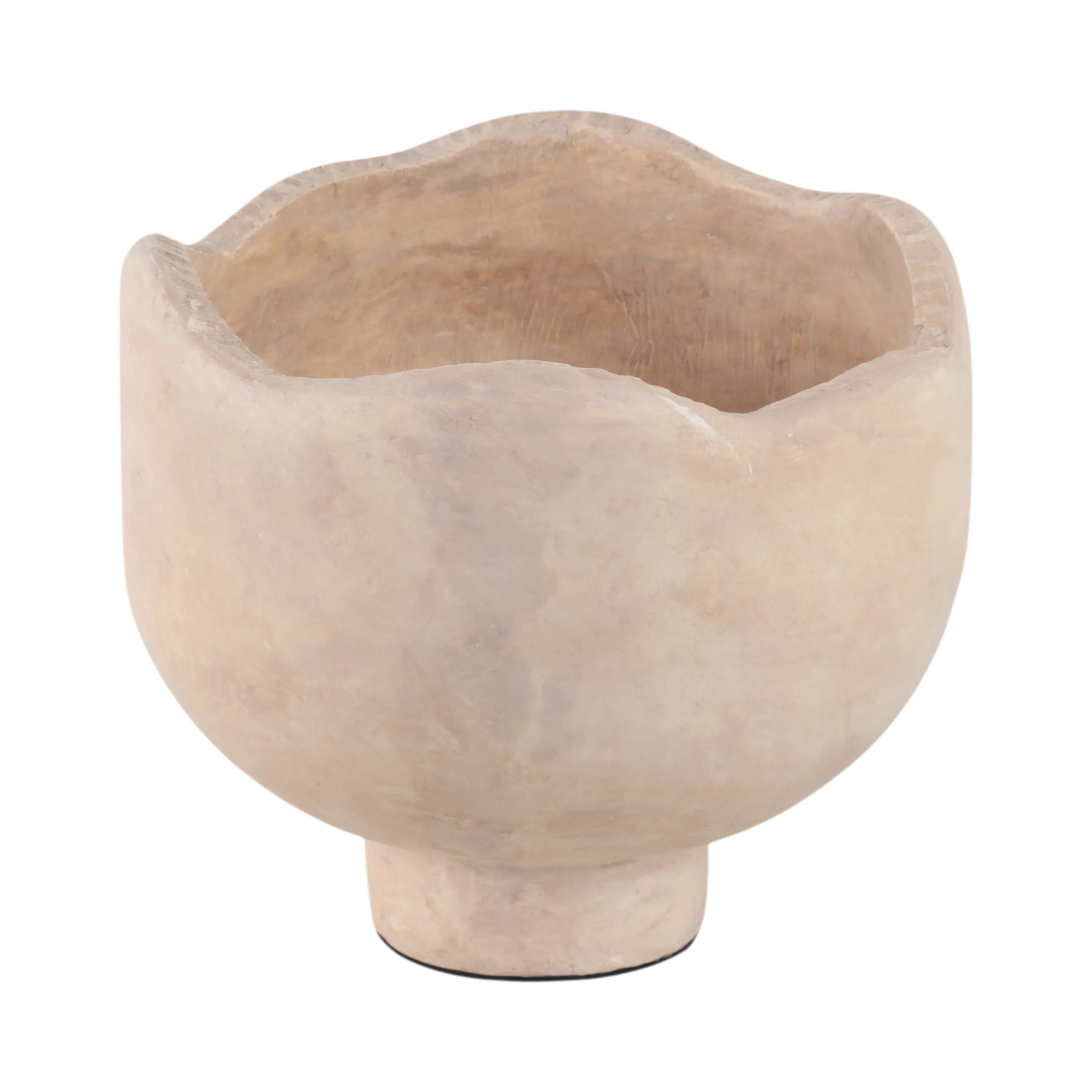 12" Cement Rounded Bowl, Ivory