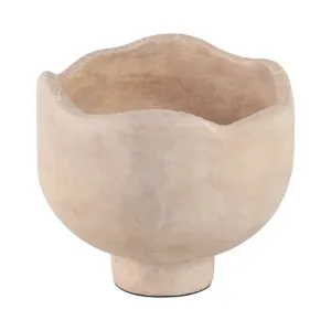 12" Cement Rounded Bowl, Ivory