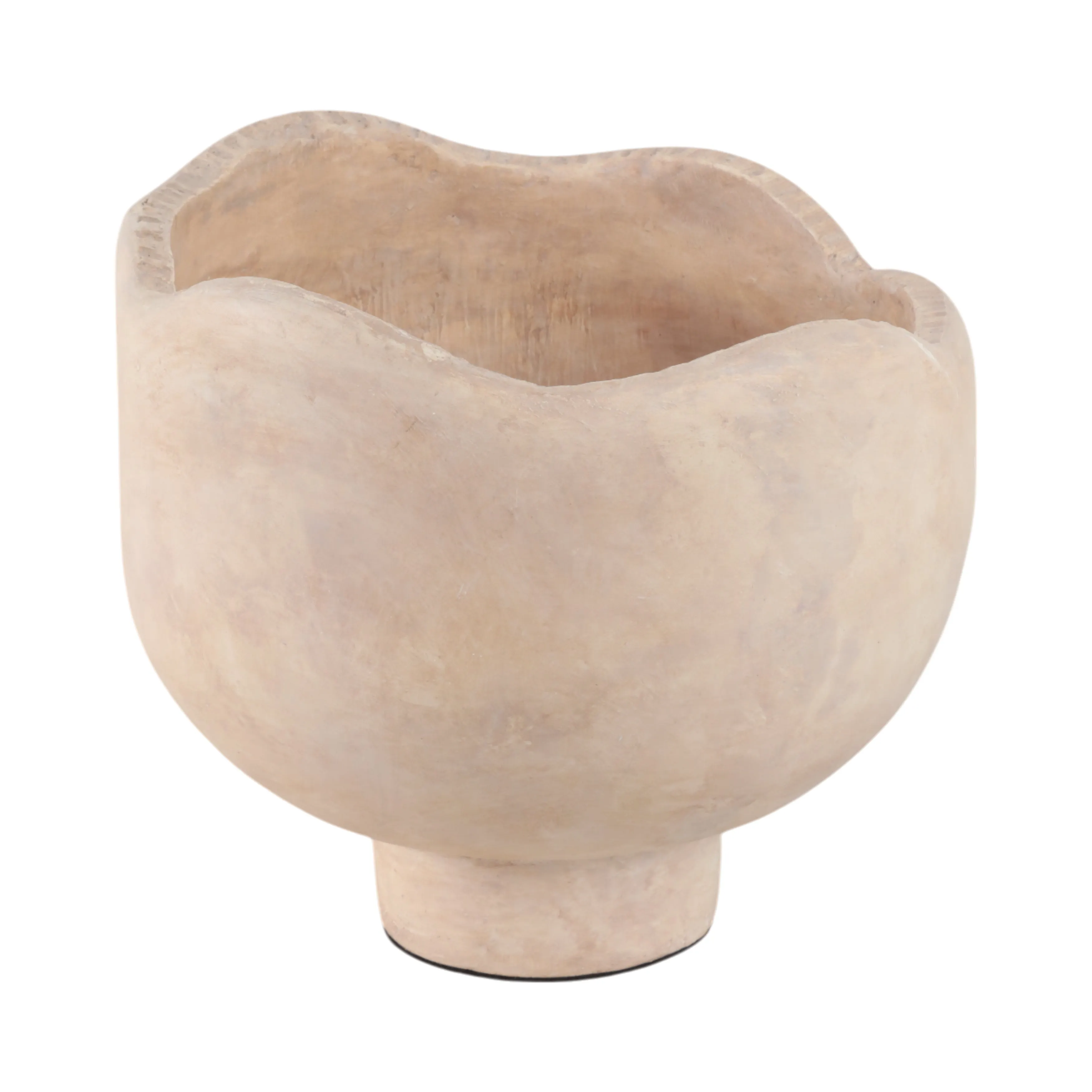 12" Cement Rounded Bowl, Ivory
