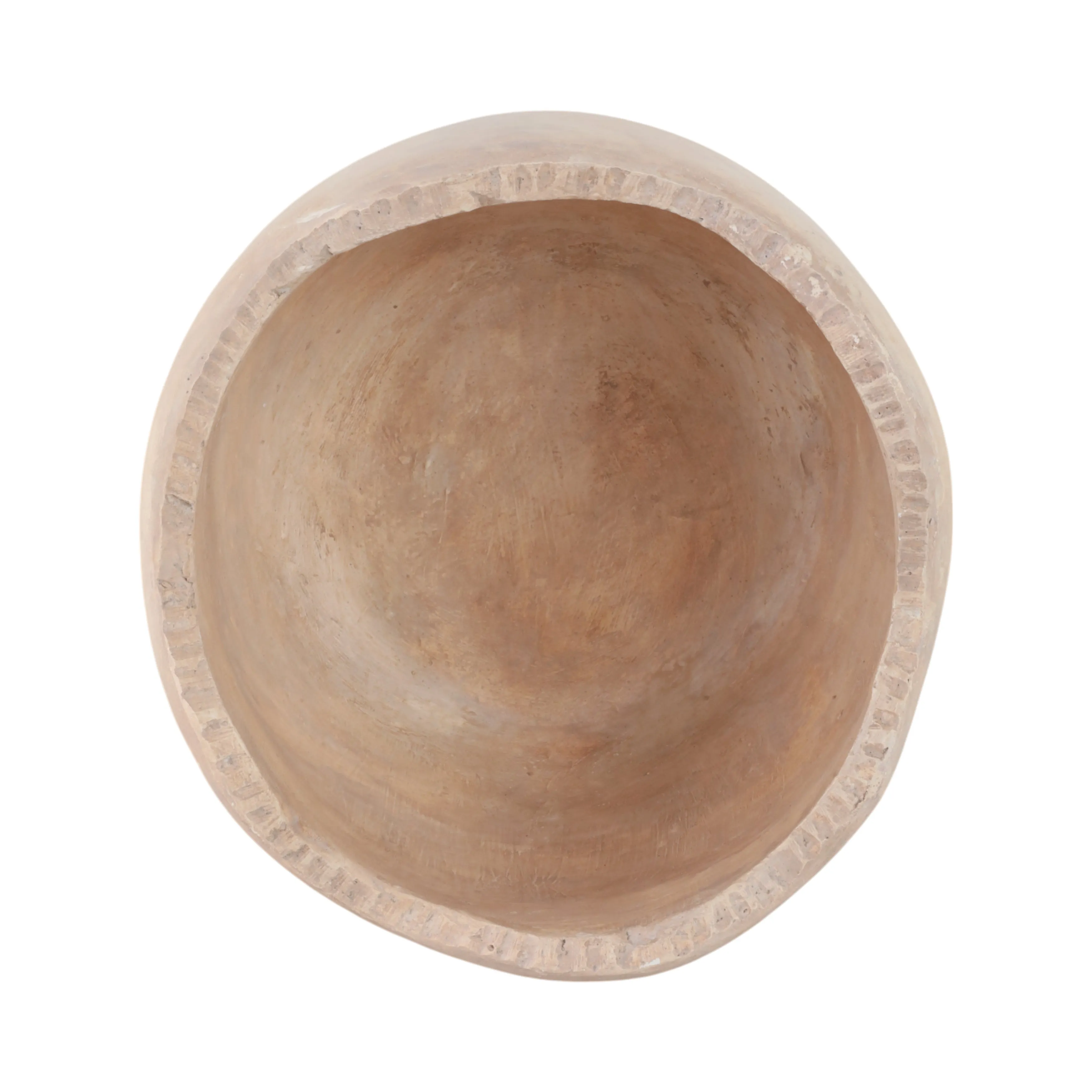 12" Cement Rounded Bowl, Ivory