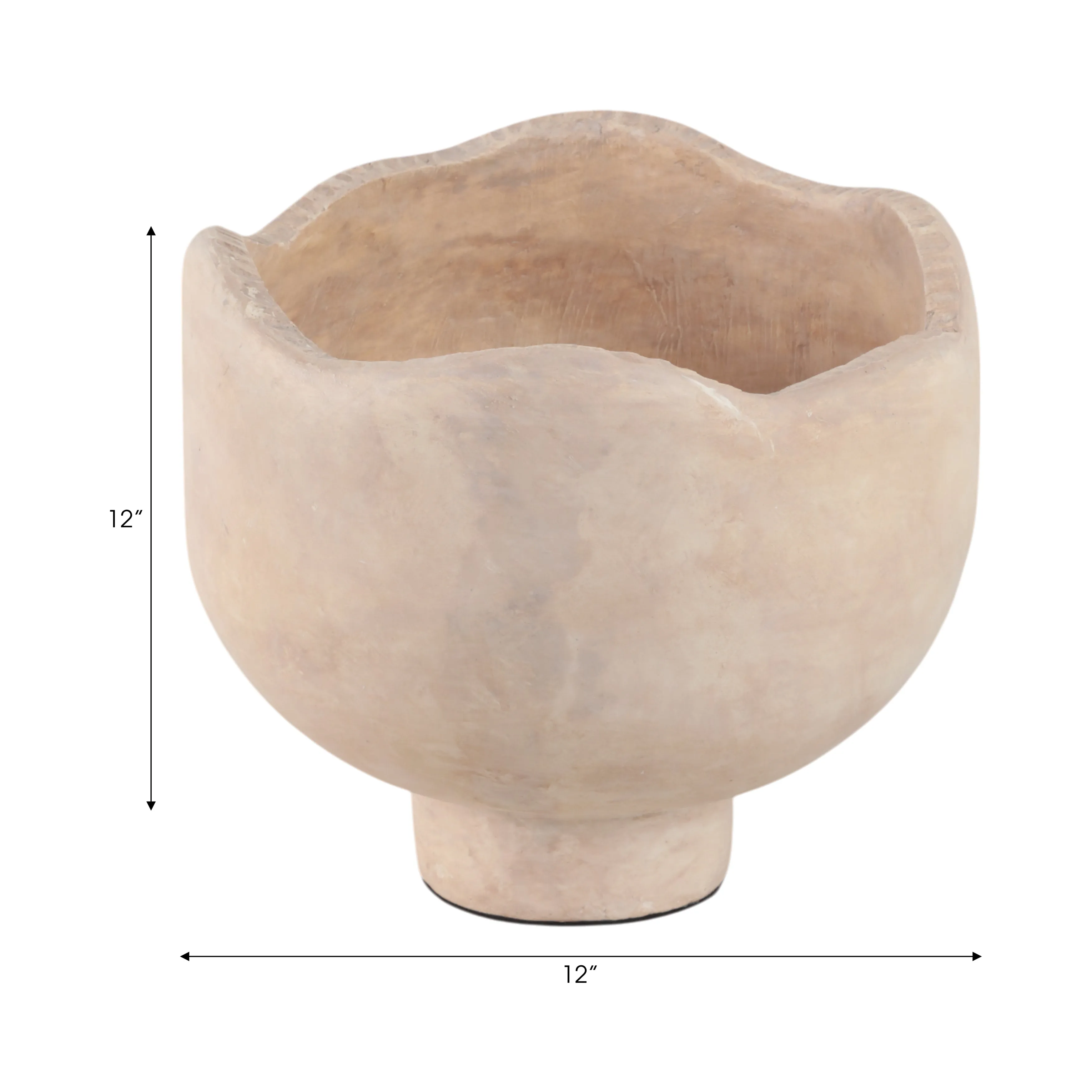 12" Cement Rounded Bowl, Ivory