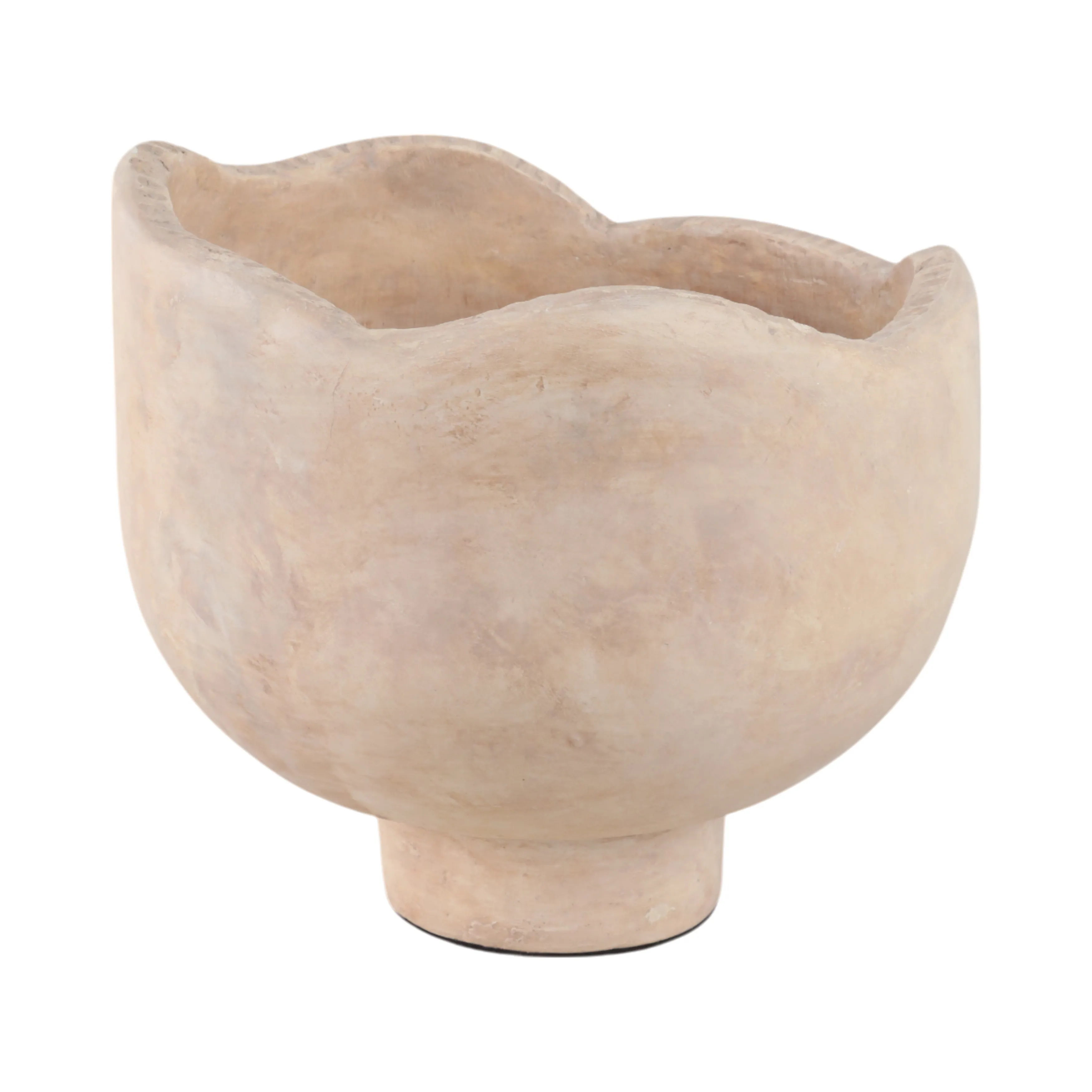 12" Cement Rounded Bowl, Ivory