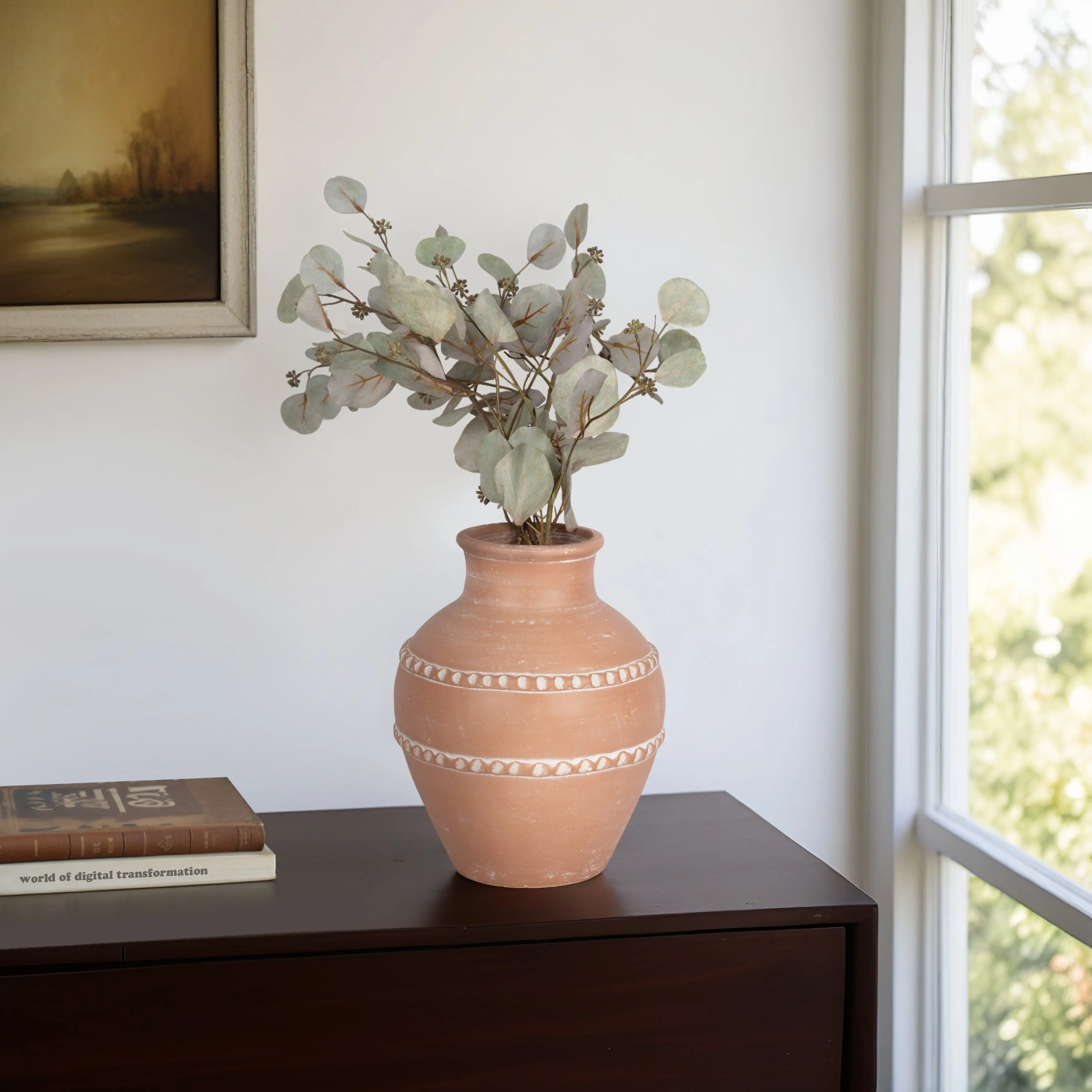 12" Traditional Terracotta Vase, Terracotta