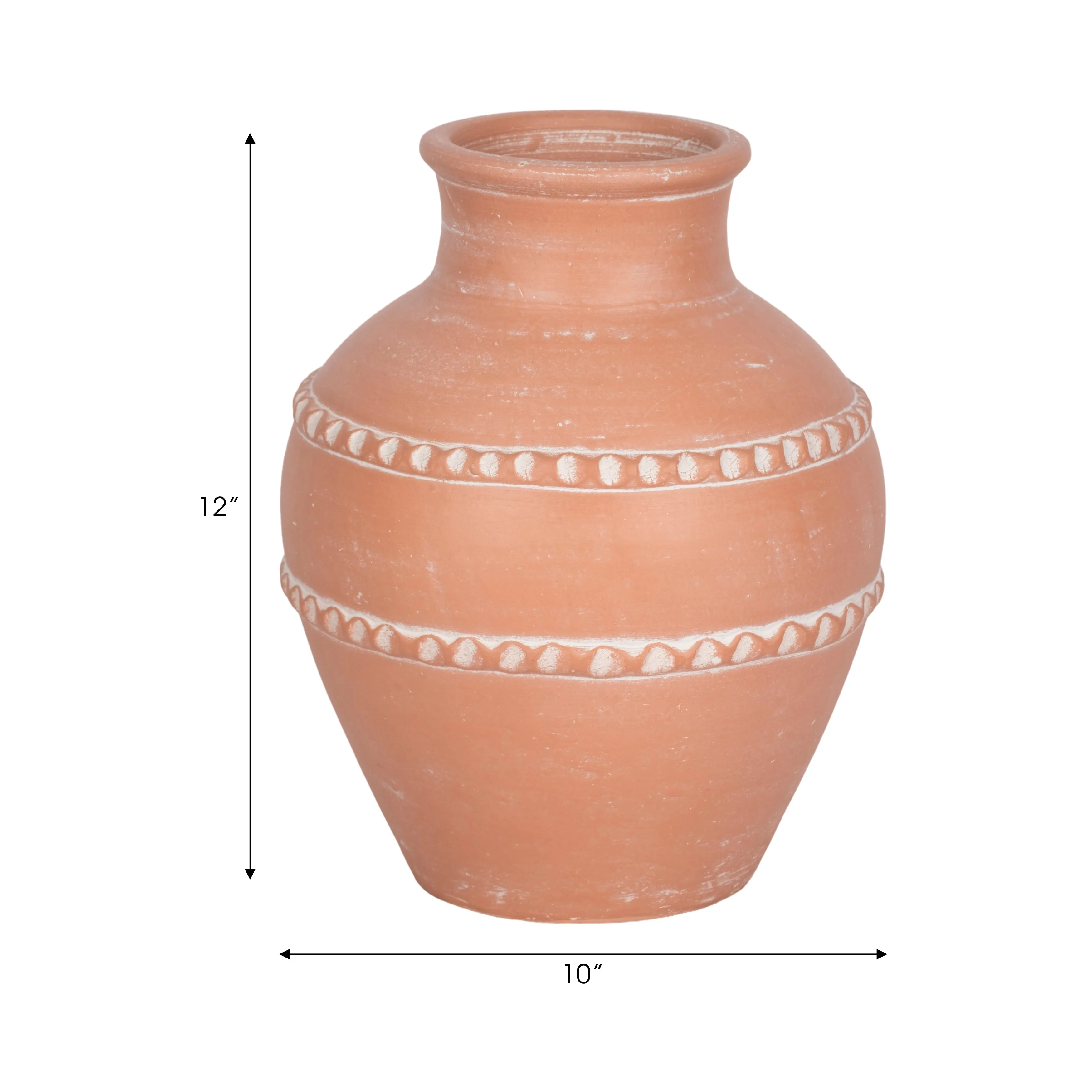 12" Traditional Terracotta Vase, Terracotta