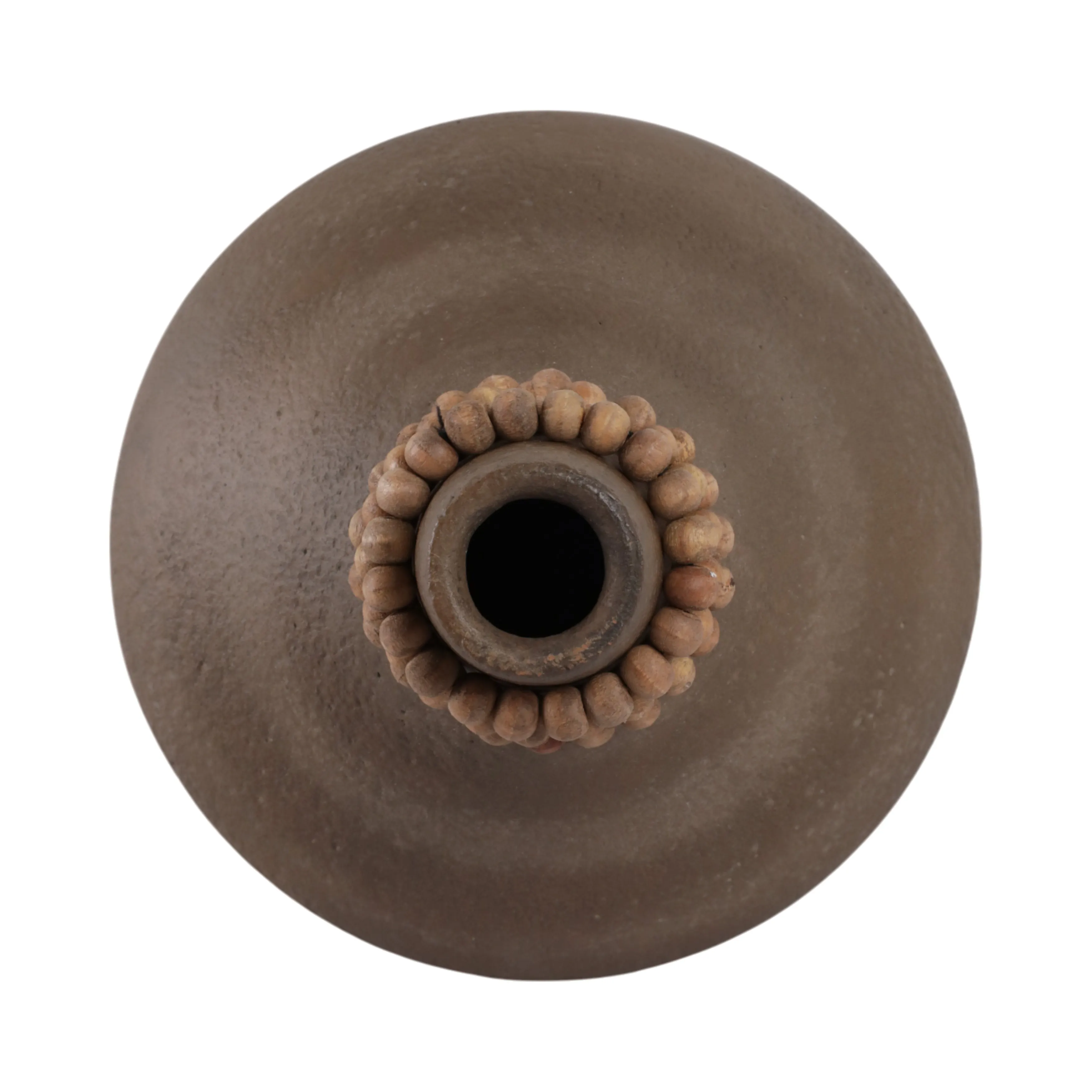 12" Tutwell Small Vase With Wood Beads, Brwn