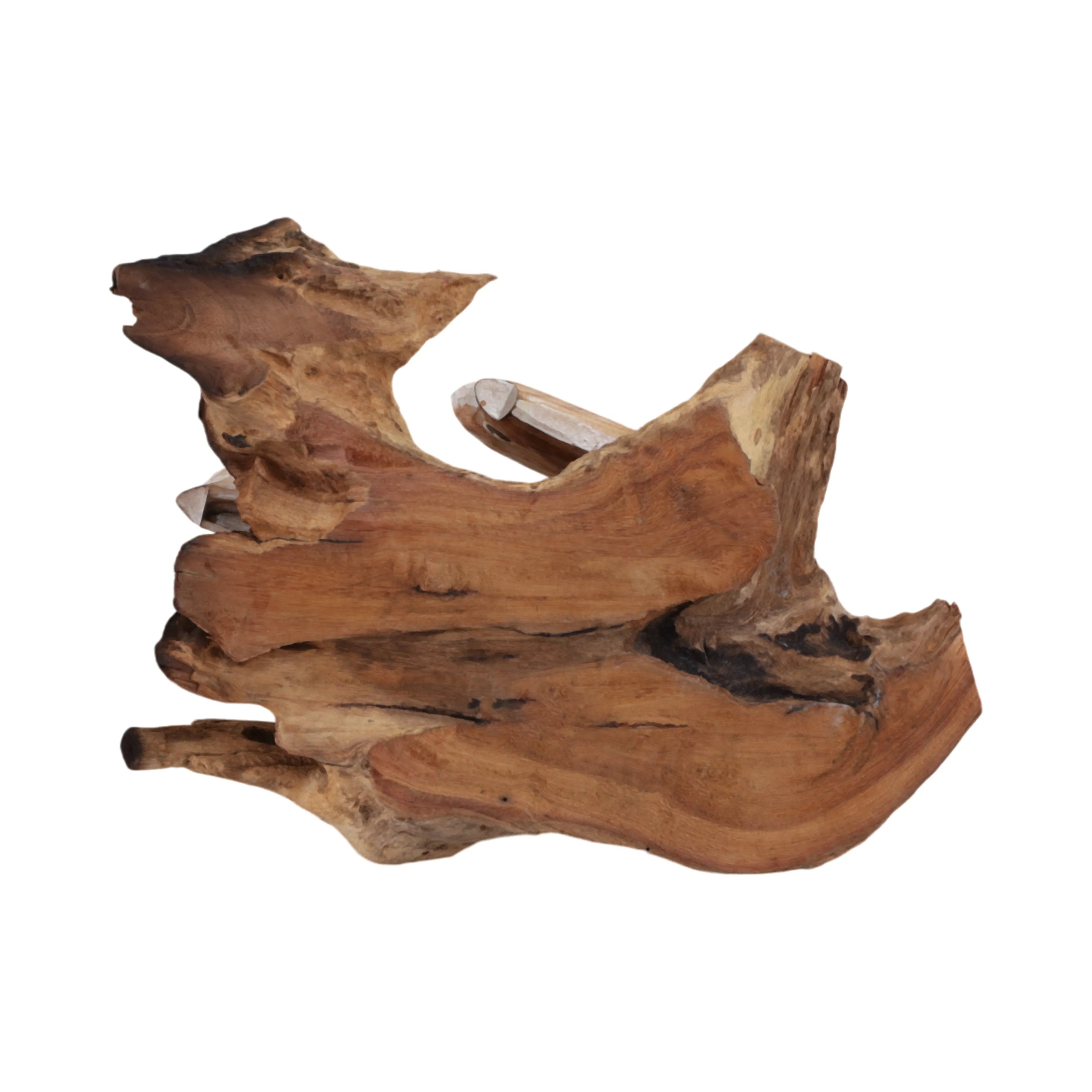 12" Wood Swimming Fish On Branch, Wht/nat