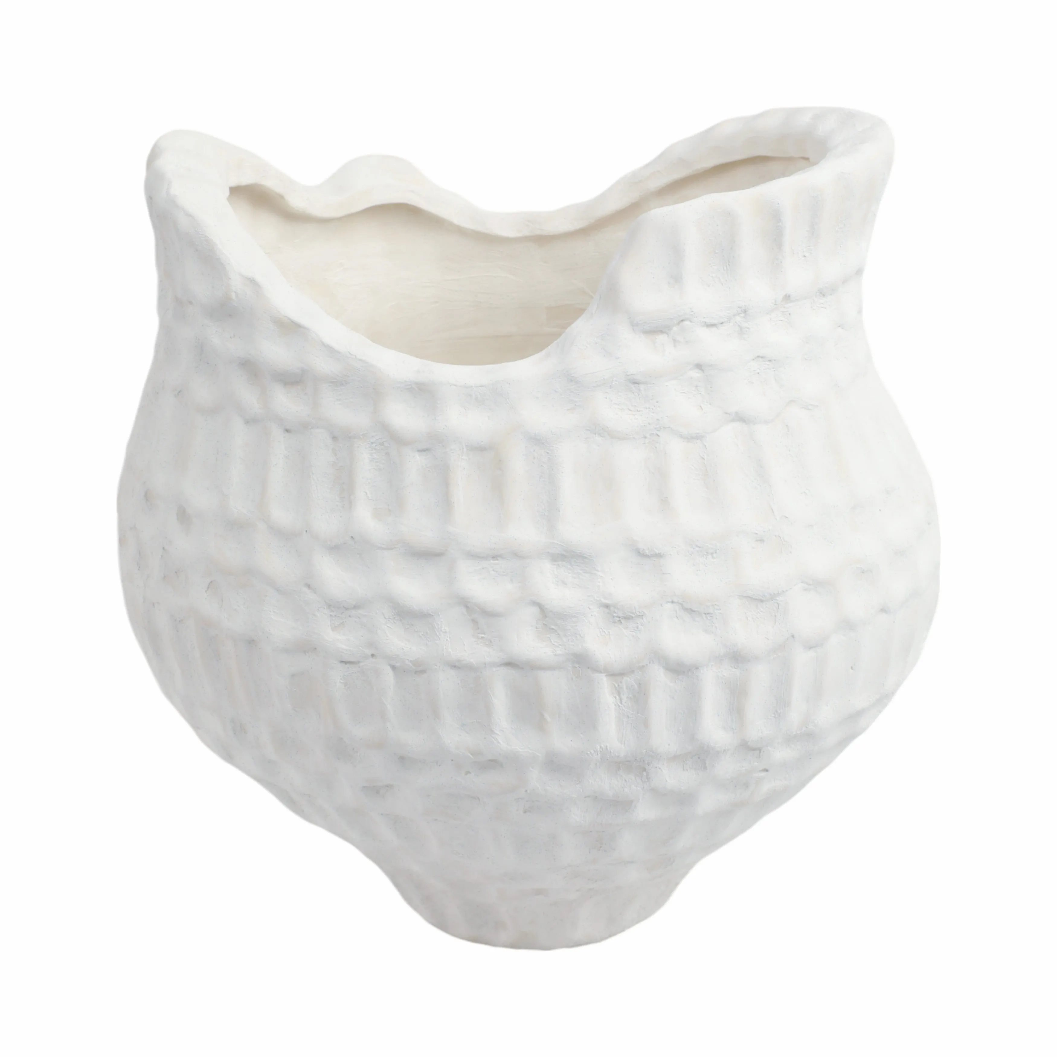 12"callan Small 3d Printed Porcelain Vase, Ivory