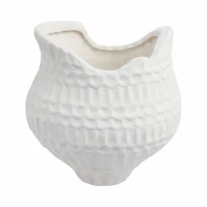 12"callan Small 3d Printed Porcelain Vase, Ivory