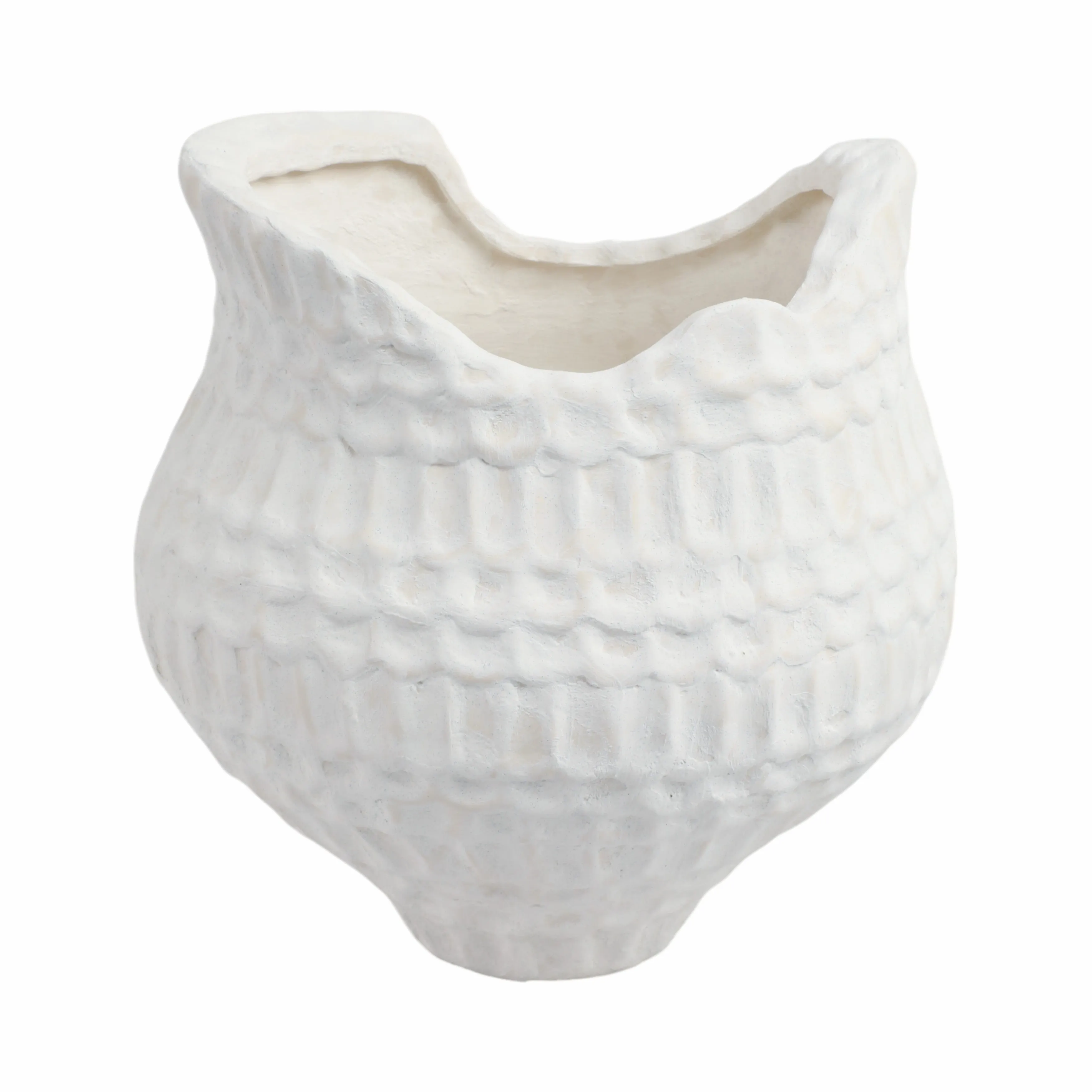 12"callan Small 3d Printed Porcelain Vase, Ivory