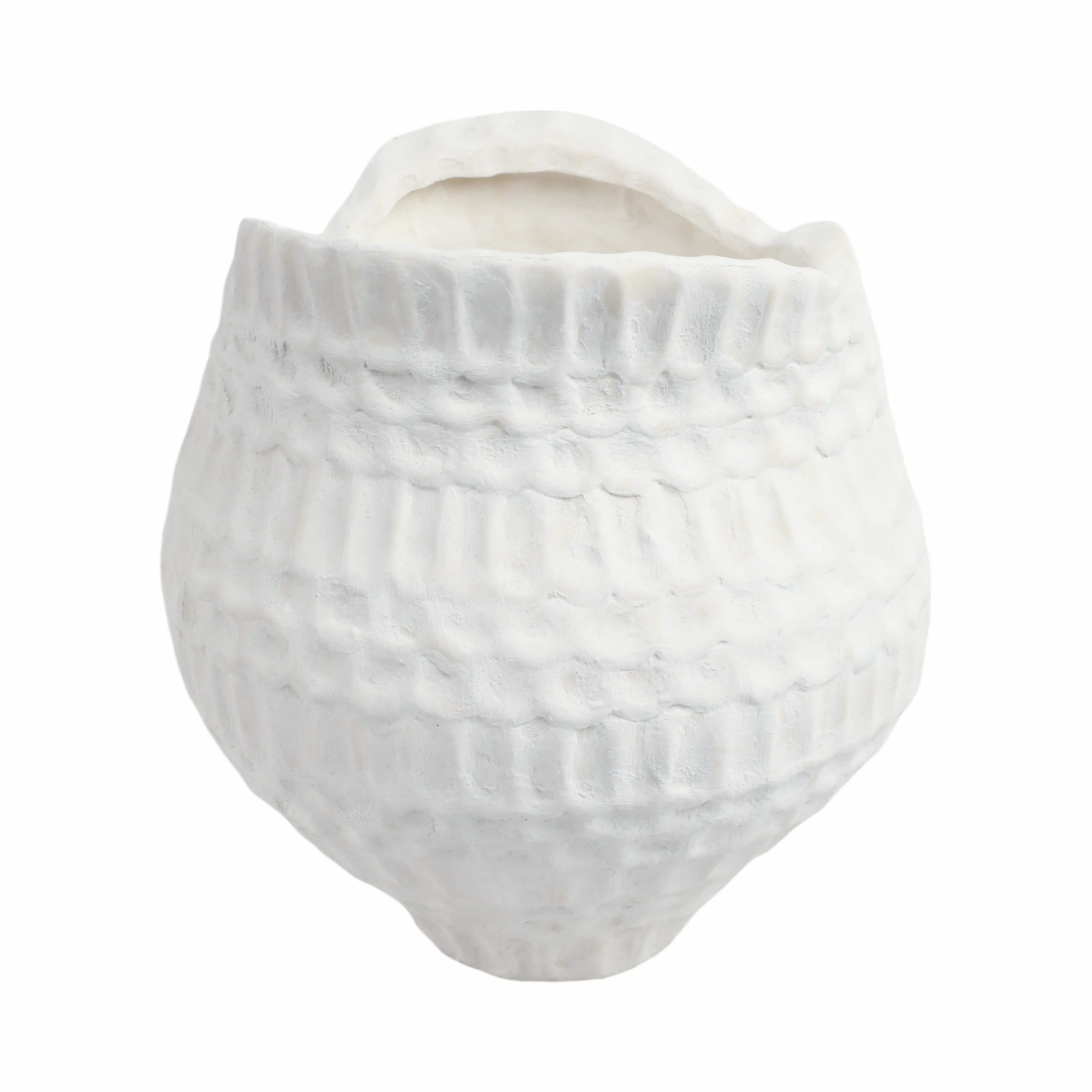 12"callan Small 3d Printed Porcelain Vase, Ivory