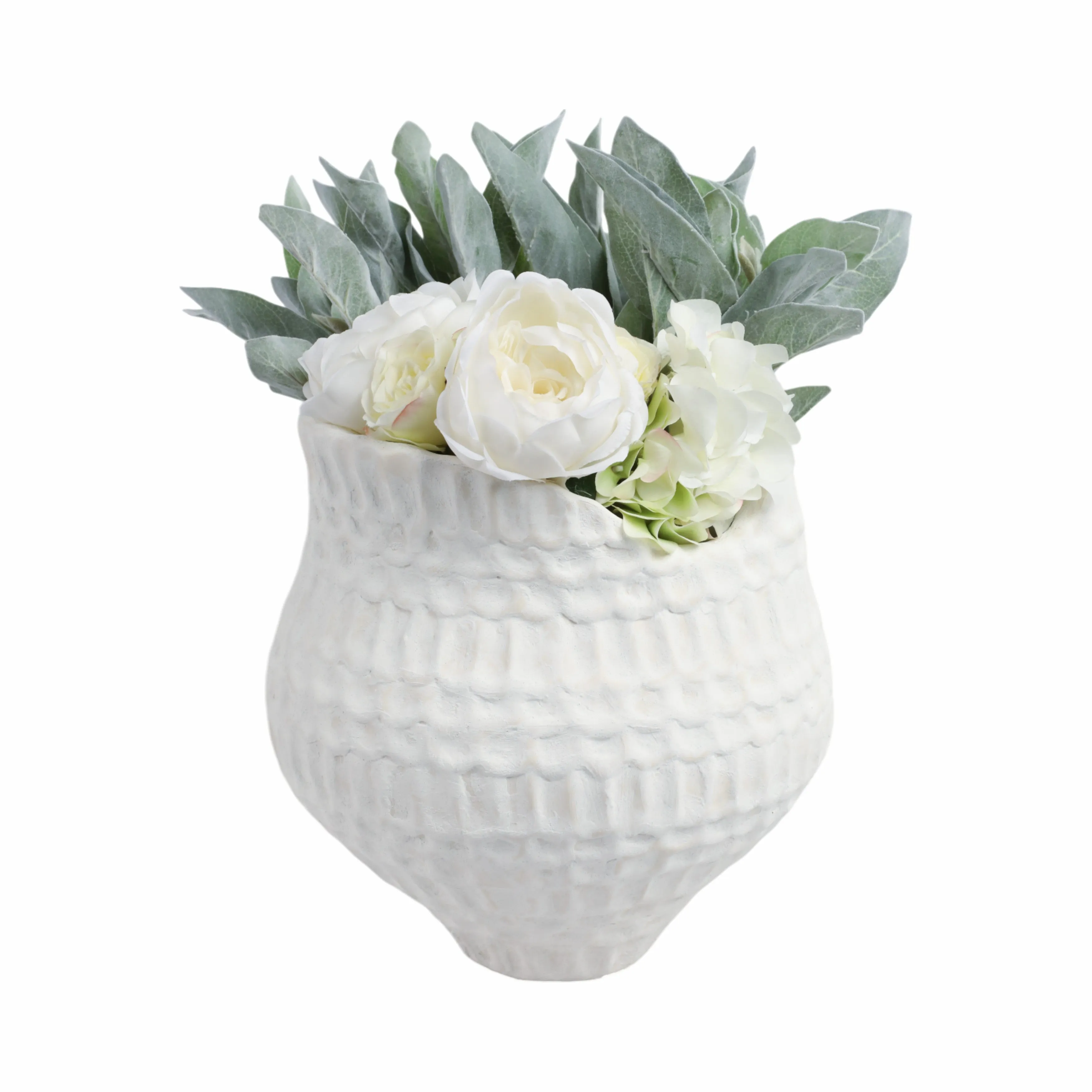 12"callan Small 3d Printed Porcelain Vase, Ivory