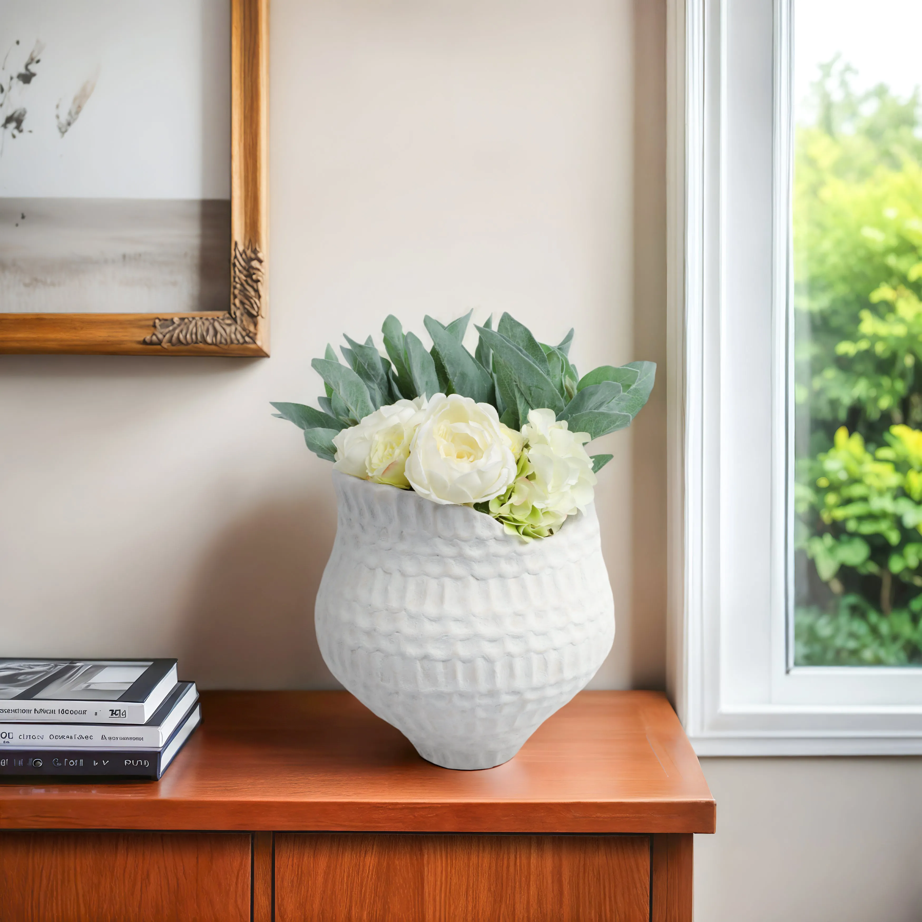 12"callan Small 3d Printed Porcelain Vase, Ivory