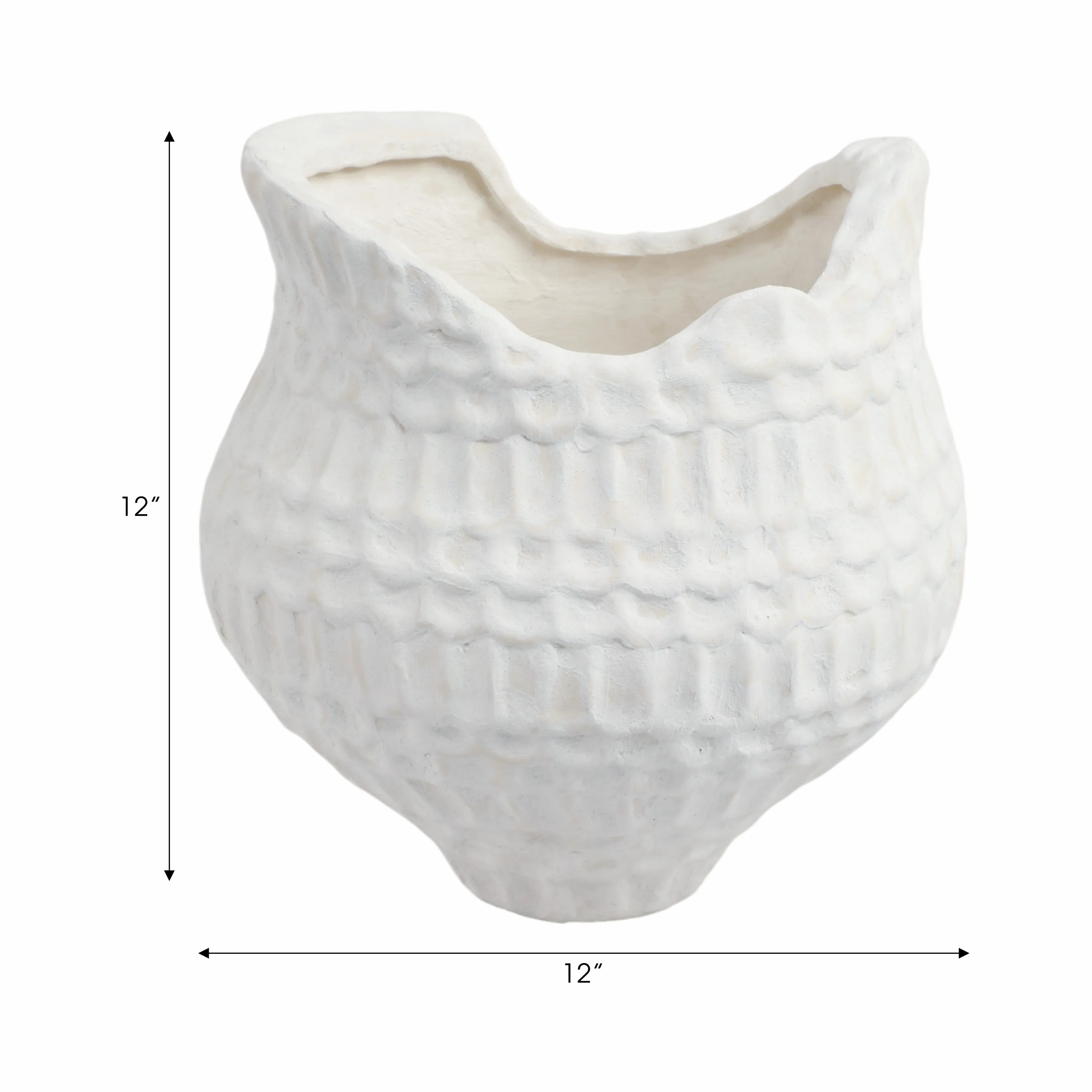 12"callan Small 3d Printed Porcelain Vase, Ivory