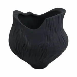 12"trevino Small 3d Printed Porcelain Vase,blk