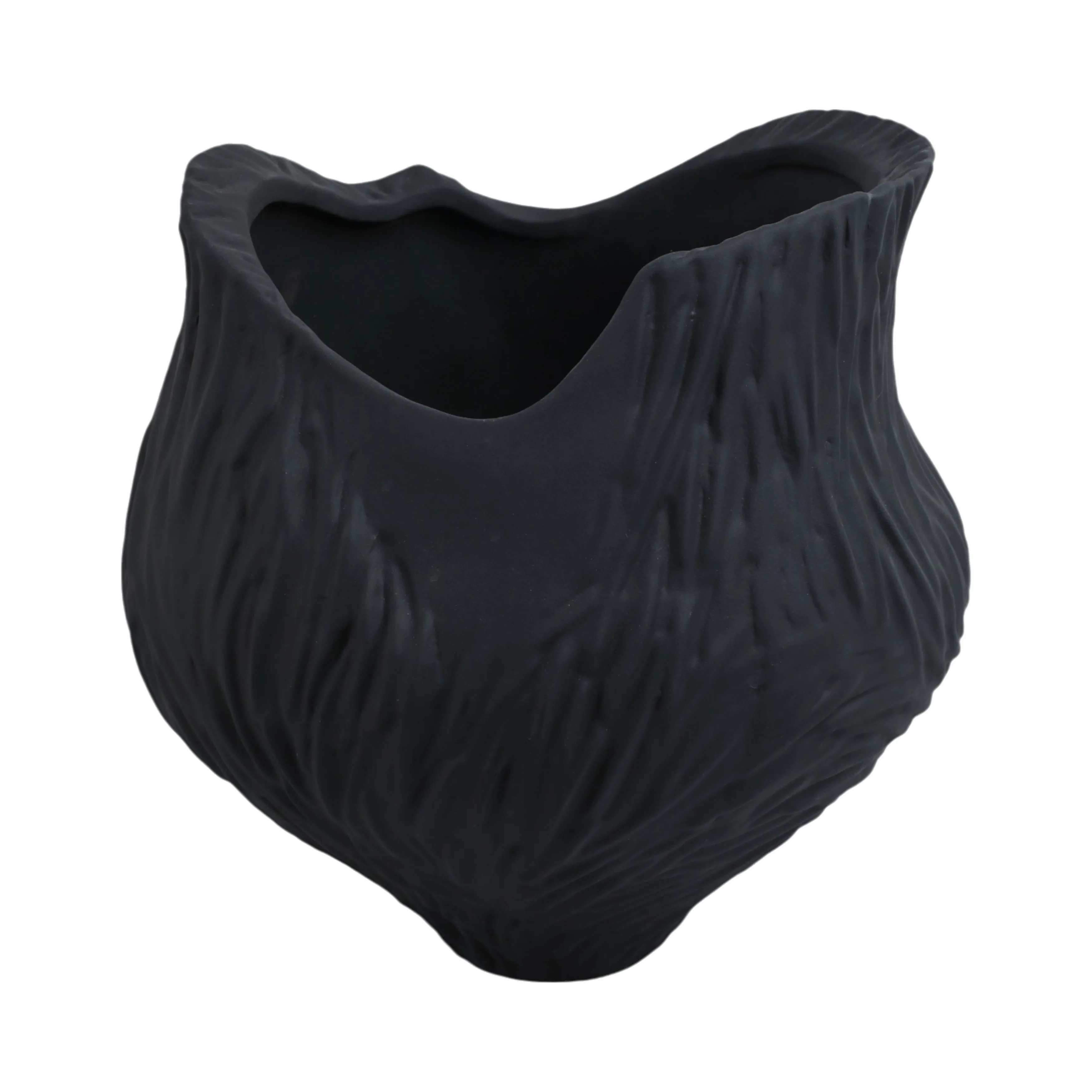 12"trevino Small 3d Printed Porcelain Vase,blk