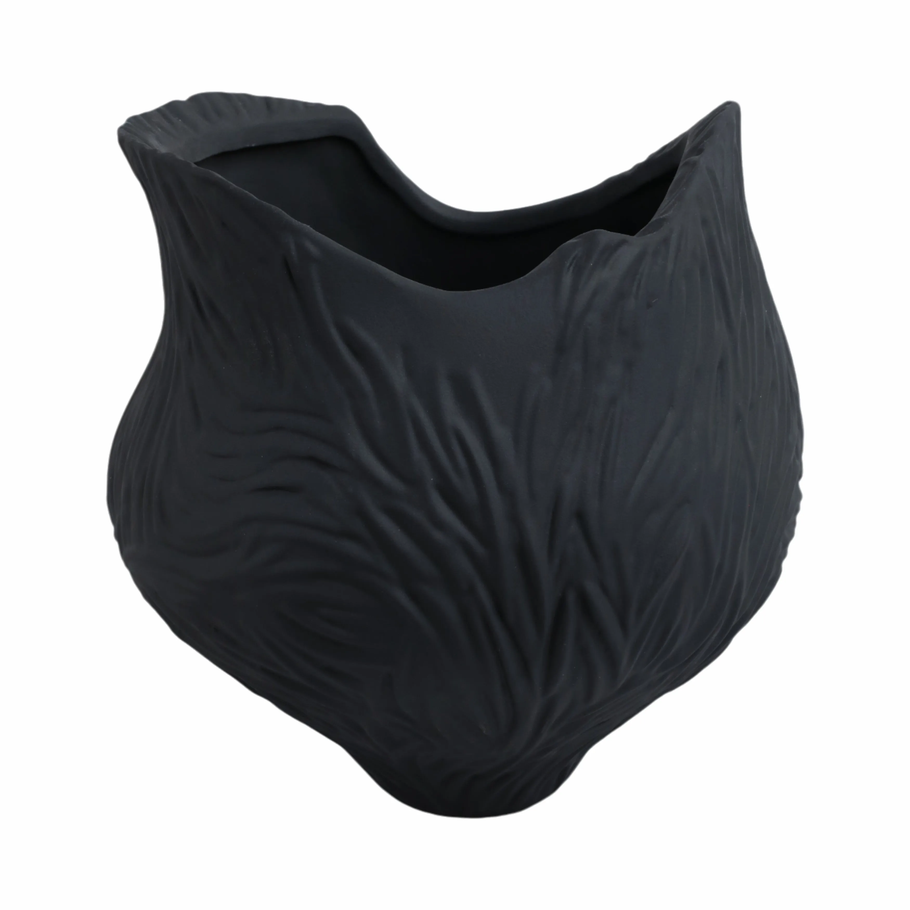 12"trevino Small 3d Printed Porcelain Vase,blk